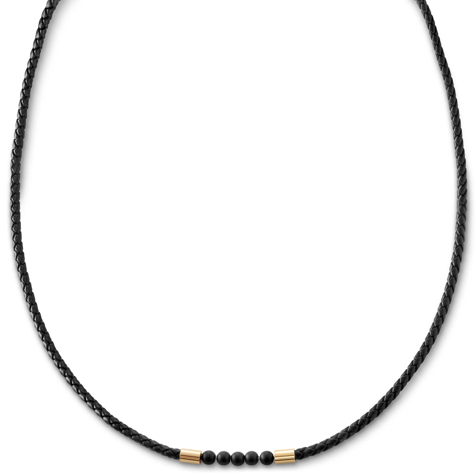 Tenvis | 3 mm Goldfarbene Onyx Lederhalskette Tenvis | 3 mm Goldfarbene Onyx Lederhalskette