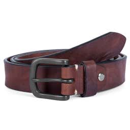 Casual Slim Dark Cognac Leather Belt