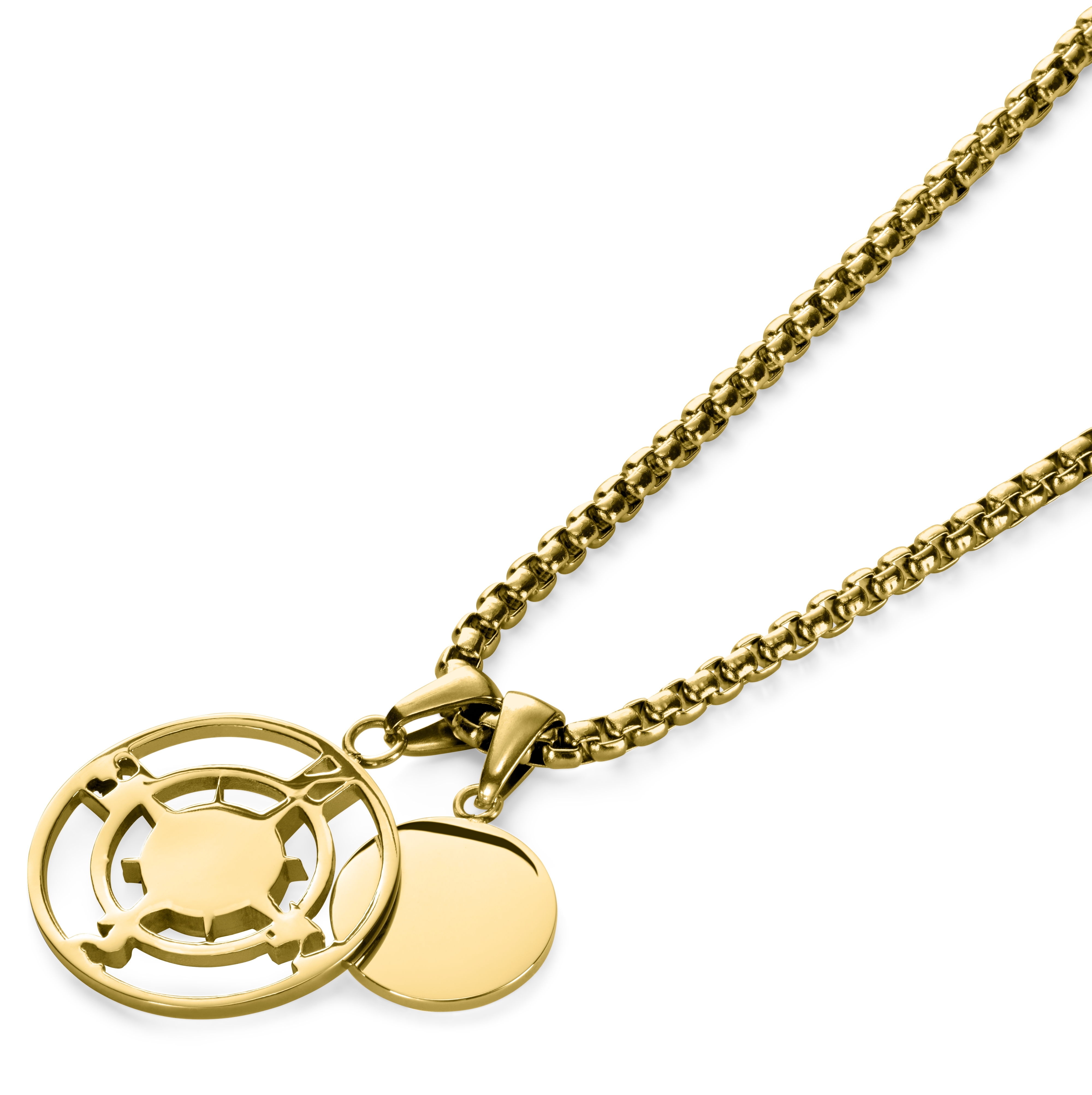 Atlas | Gold-tone Compass and Azurmalachite Pendant Necklace
