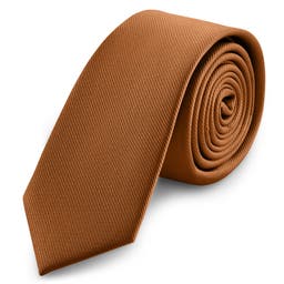 Cravatta skinny da 6 cm color ruggine con motivo gros-grain