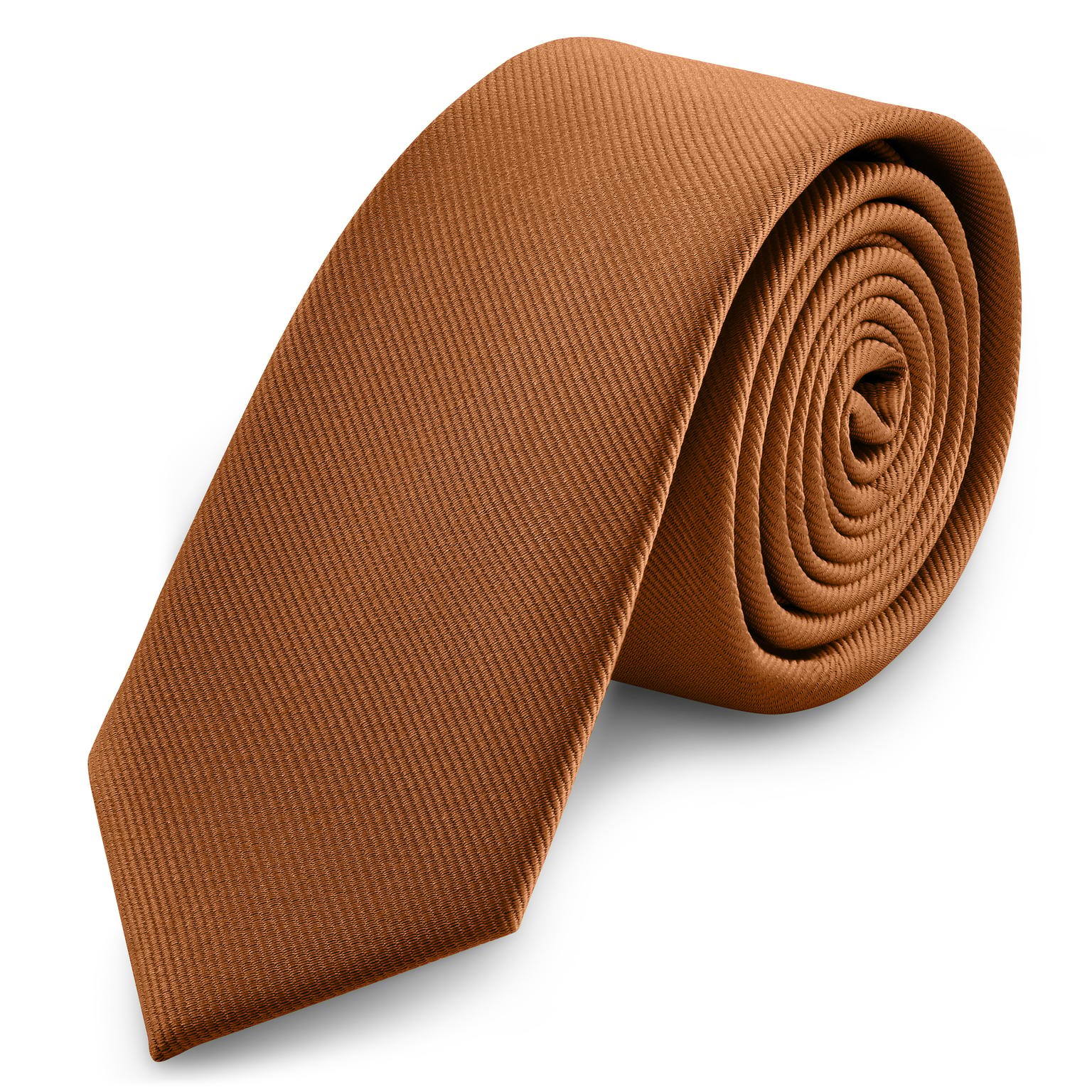 Cravatta skinny da 6 cm color ruggine con motivo gros-grain Cravatta skinny da 6 cm color ruggine con motivo gros-grain