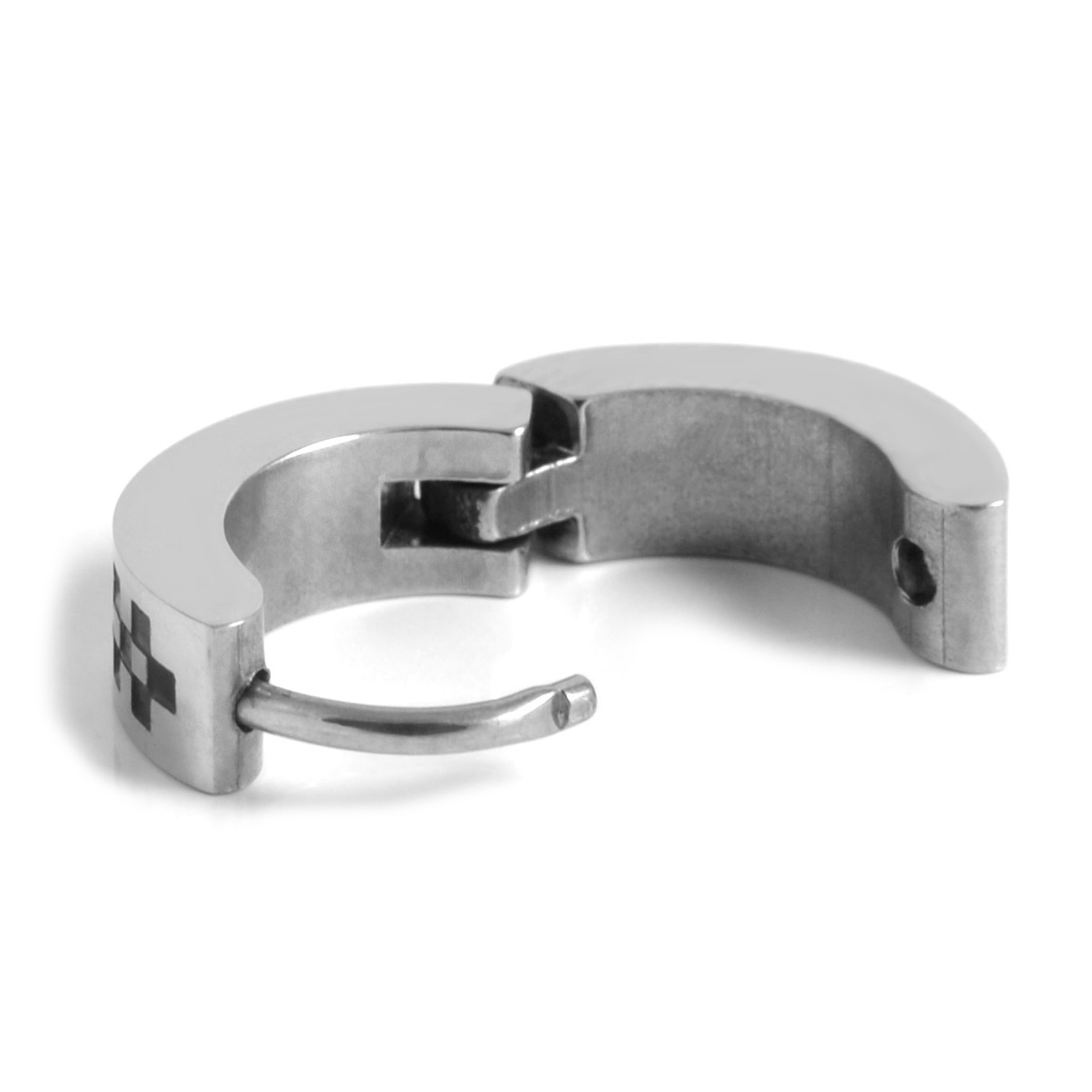 Sølv Sjakk Rund Øredobb - 3