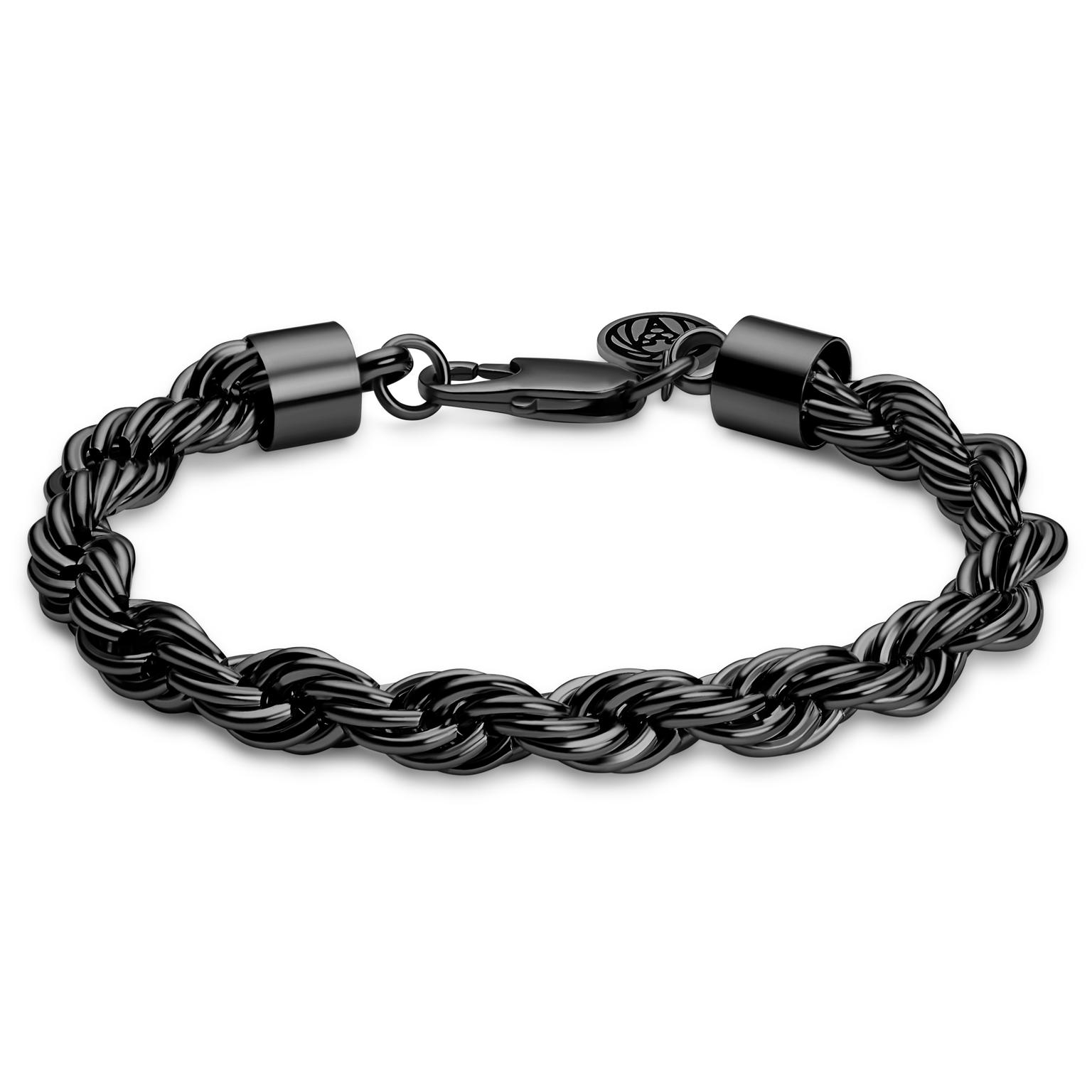 Essentials | 8 mm Gunmetal Black Rope Chain Bracelet Essentials | 8 mm Gunmetal Black Rope Chain Bracelet
