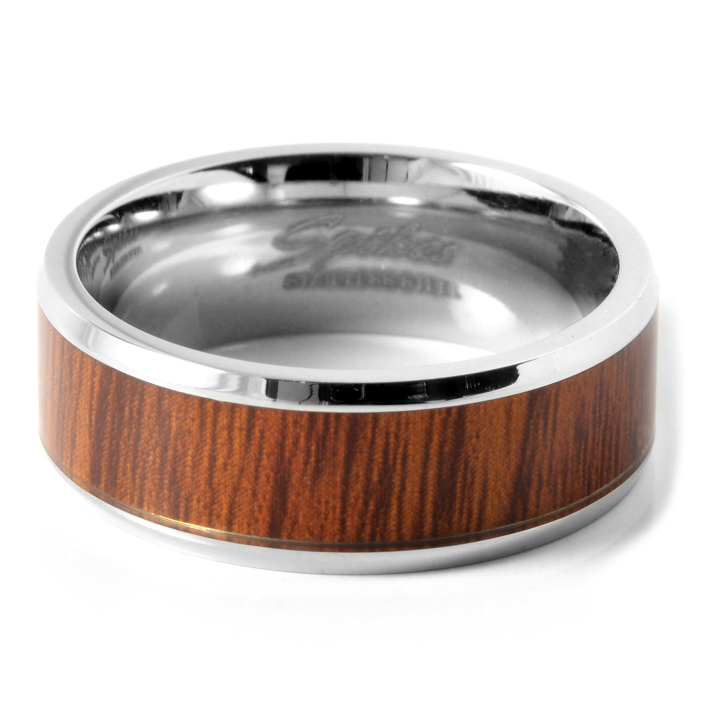 Stalowy pierścień z drewnem różanym - 2