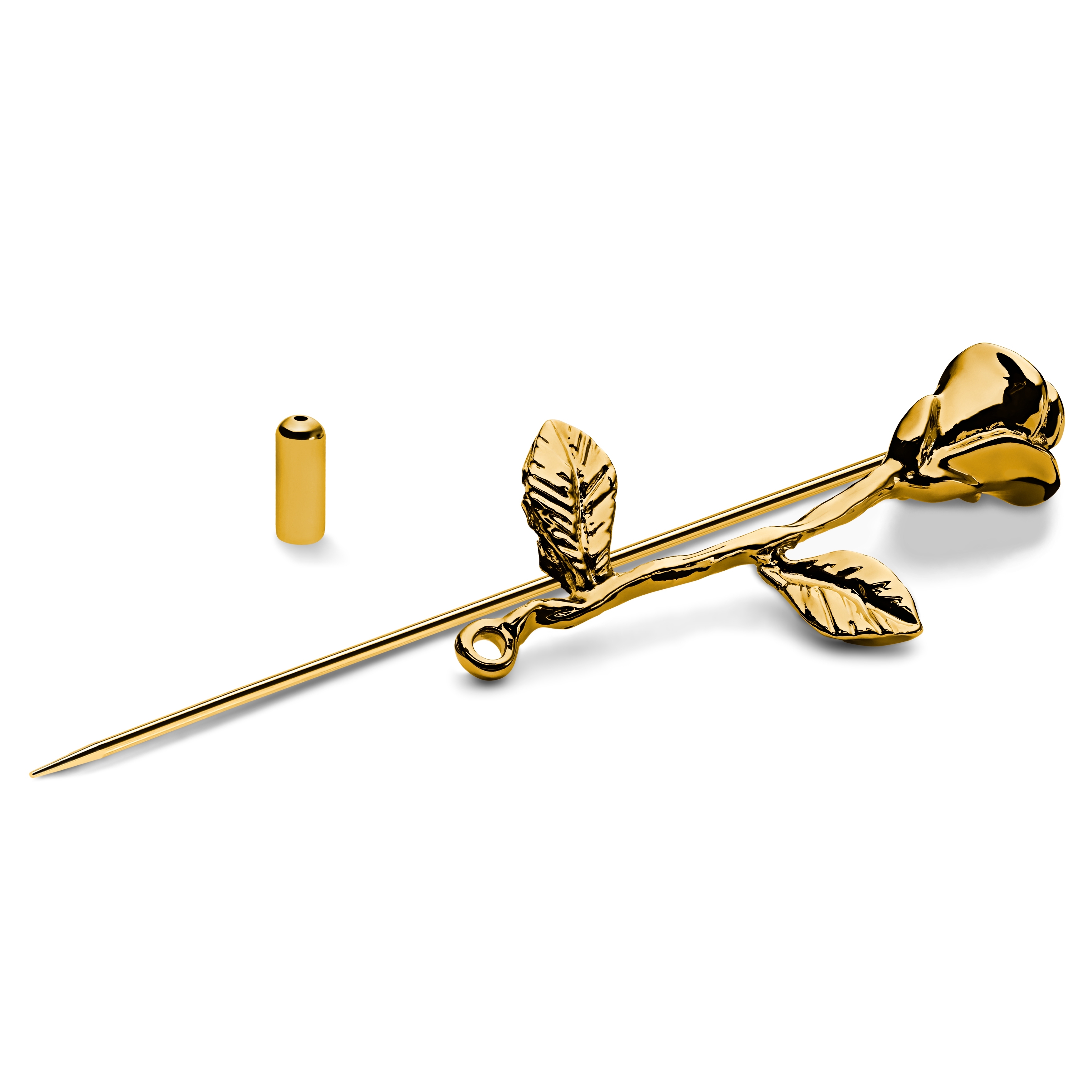 Spilla da giacca a forma di rosa color oro - 2