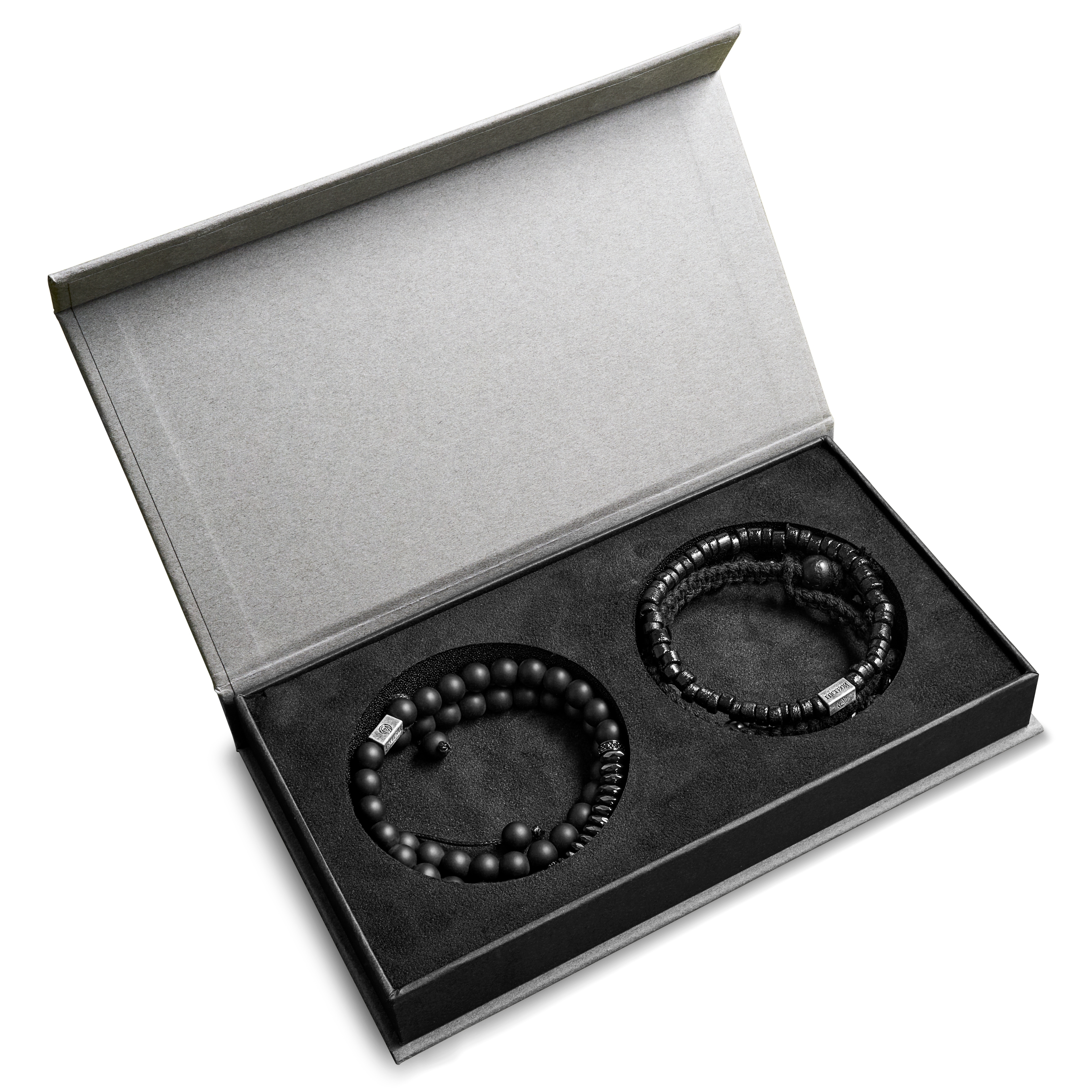 Premium Men's Bracelet Gift Box | Hematite, Onyx, Lava Stone, & Coconut - 1