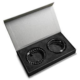Boîte-cadeau Premium de bracelets pour homme - Hématite, onyx, pierre de lave et noix de coco