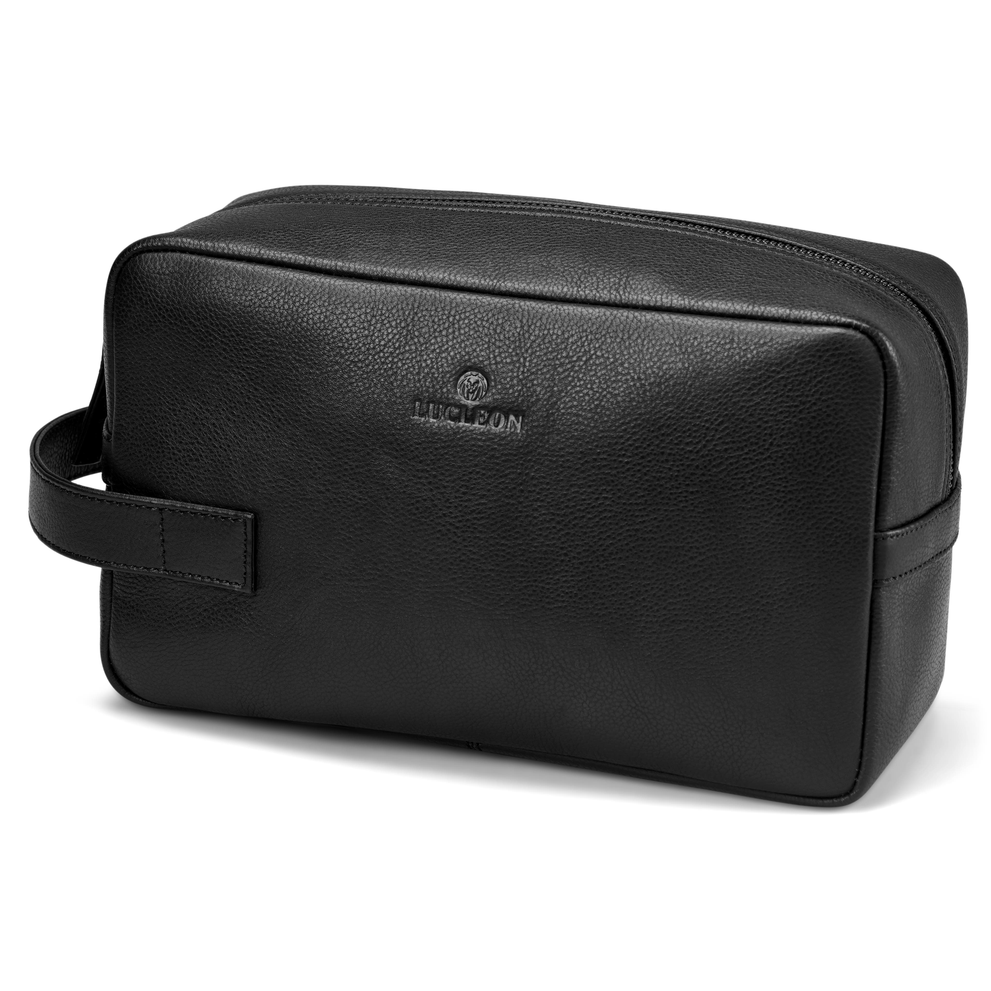 Black Full-Grain Leather Toiletry Bag Black Full-Grain Leather Toiletry Bag