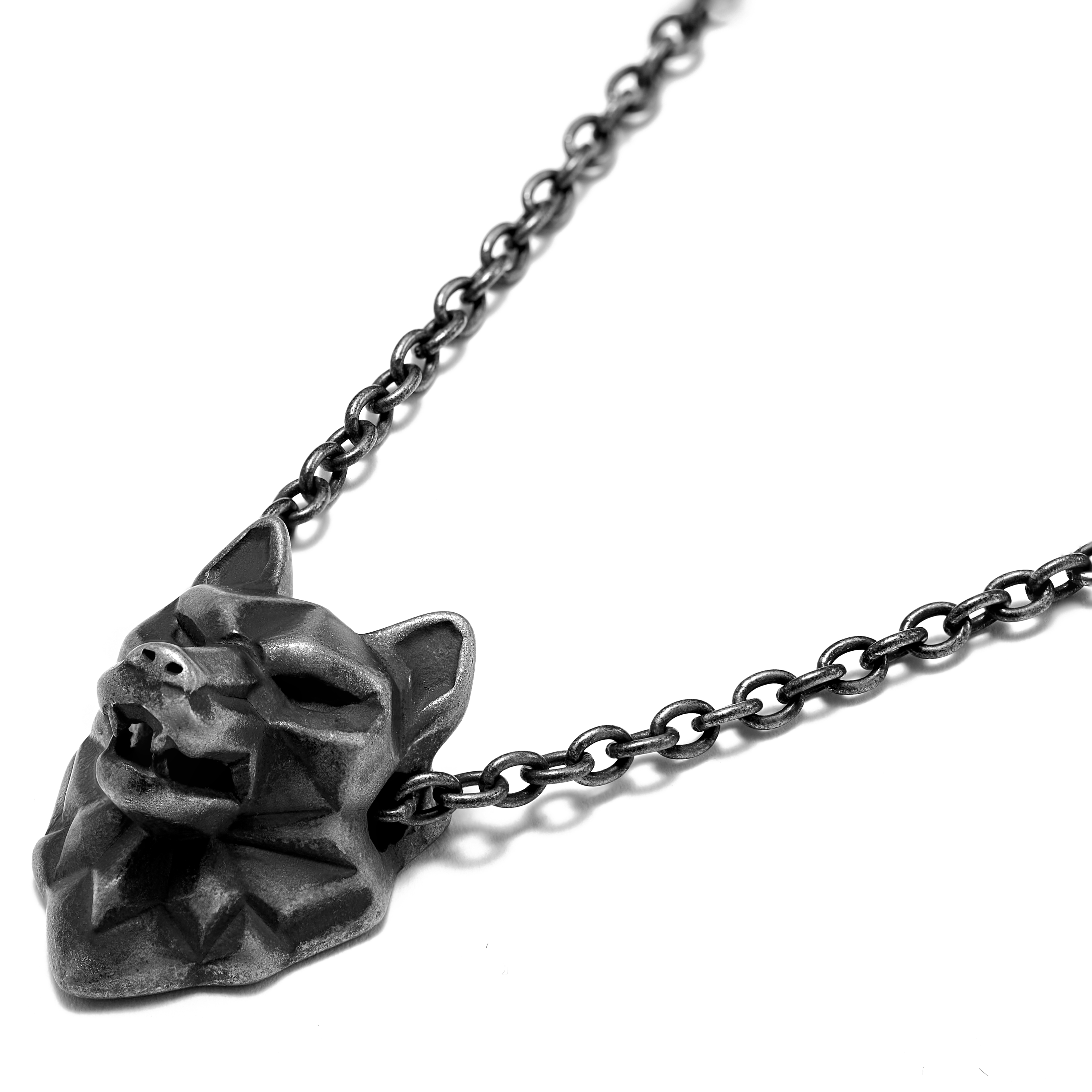 Jax Grey Stainless Steel Wolf Necklace - 2