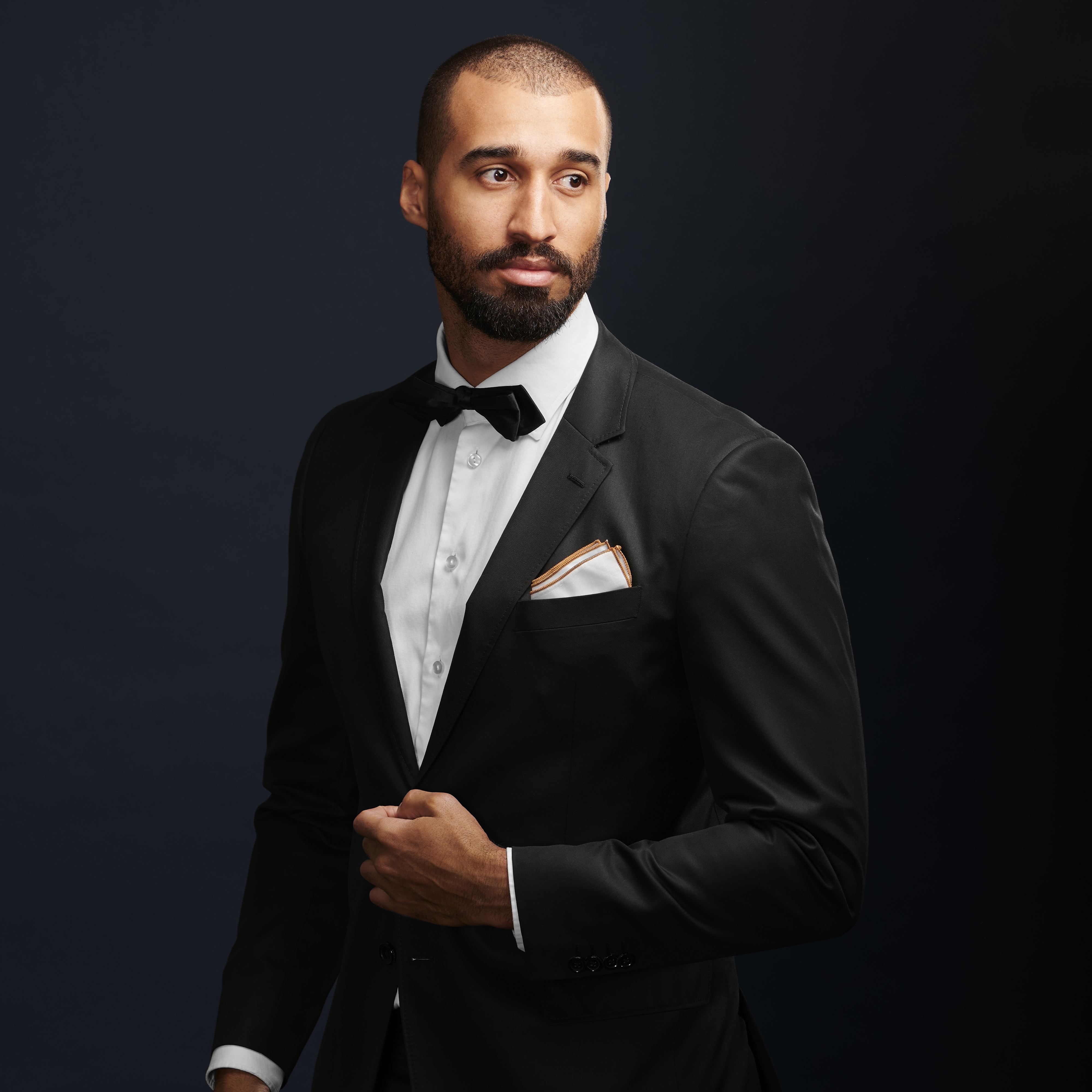 White Pocket Square with Brown Edges - 4