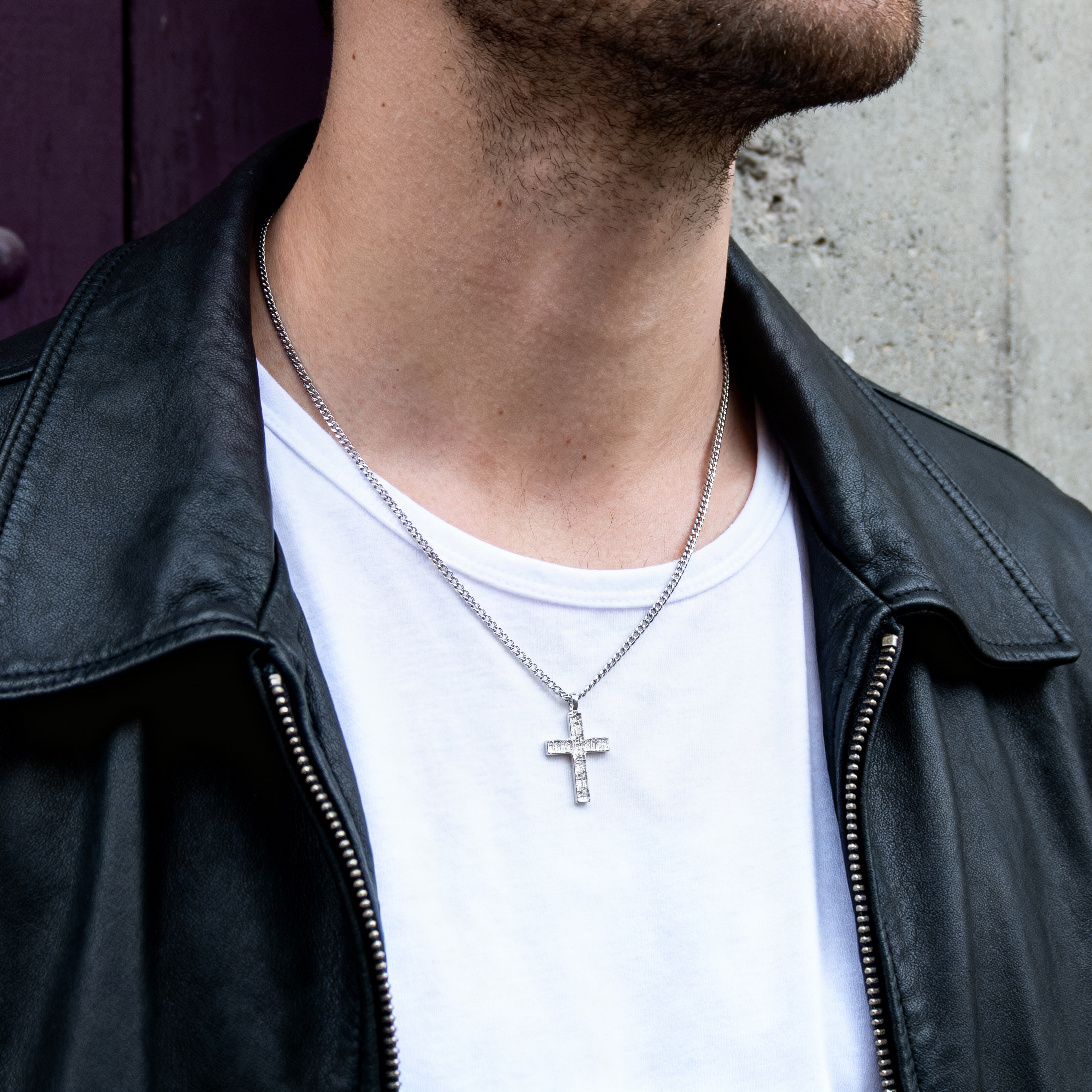 Rustic | Ogrlica s rustikalnim križem od 925 sterling srebra - 3