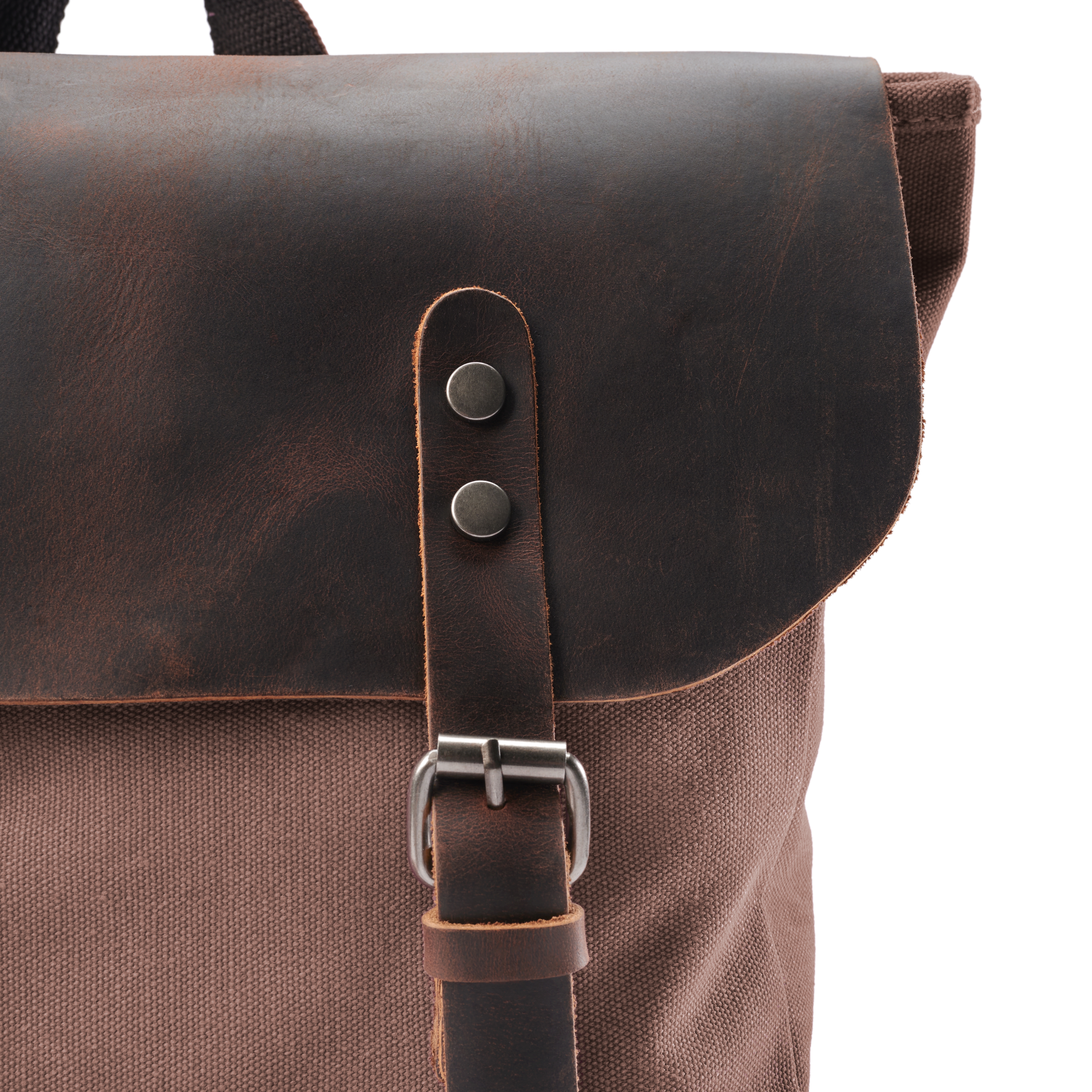 Rucsac vintage din piele și pânză maro deschis - 7