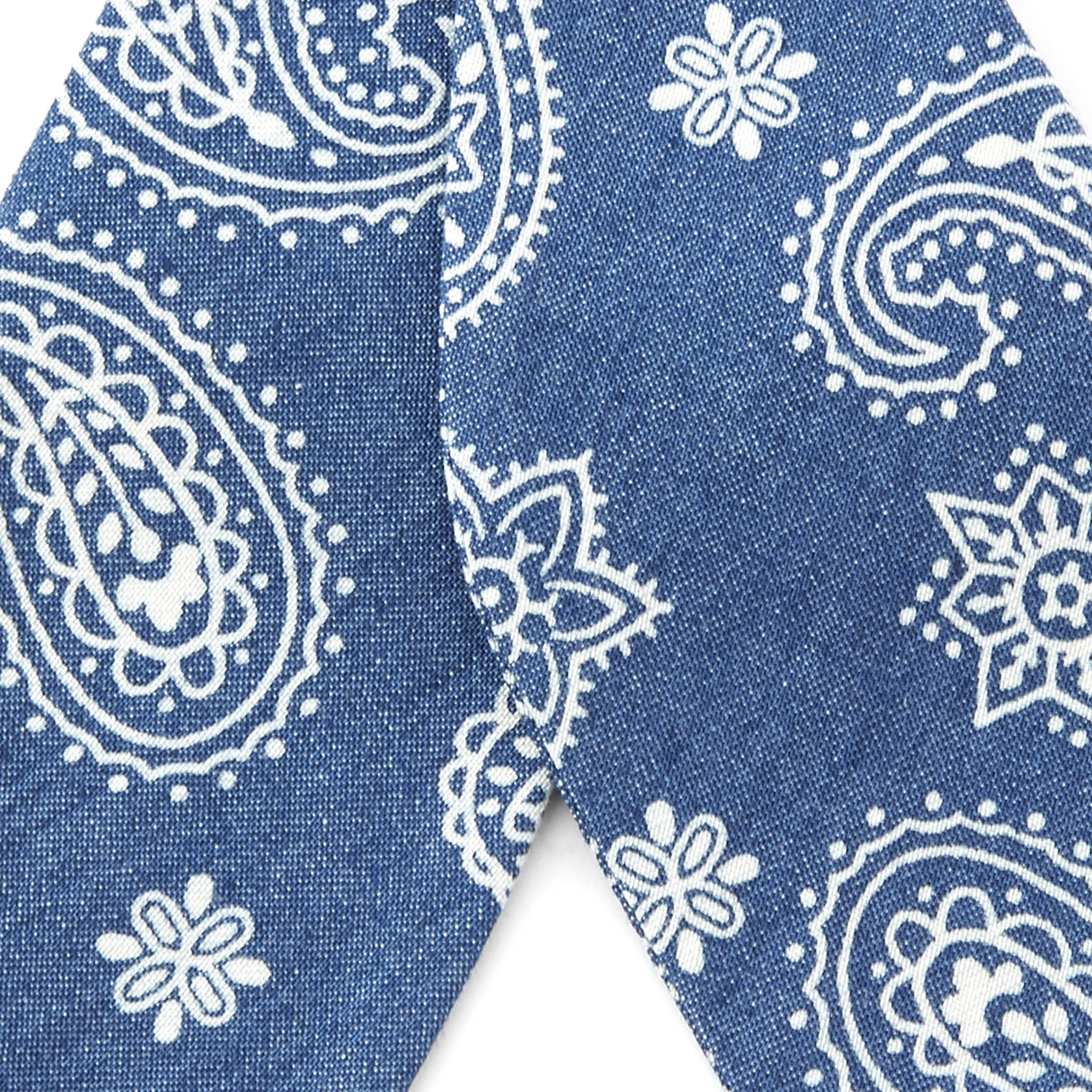 Blå och Vit Paisleymönstrad Oknuten Fluga - 2