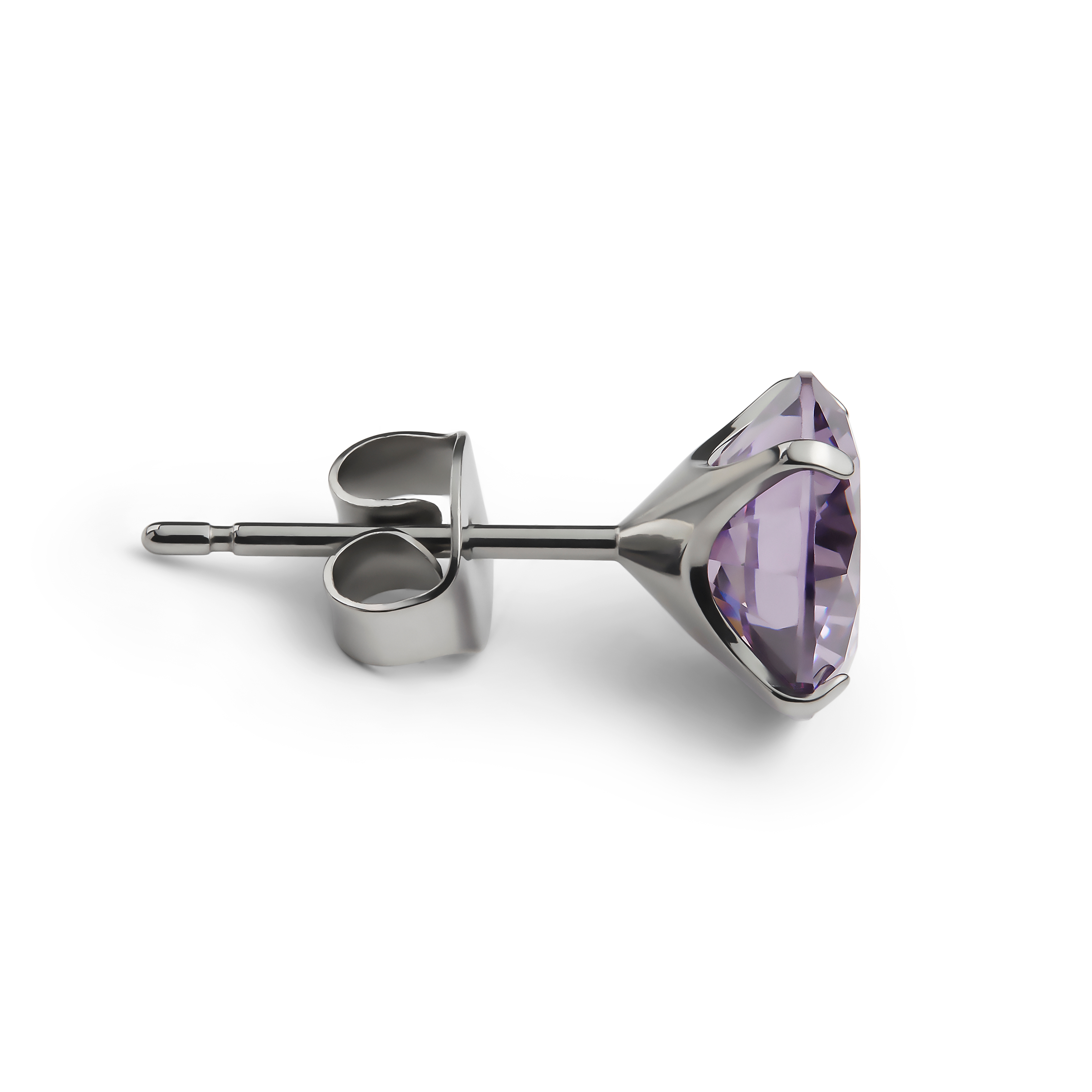 Aura | Orecchino a bottone da 8mm in titanio con zirconia lilla - 2
