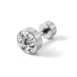 6 mm Zirconia & Silver-Tone Stainless Steel Circle Stud Earring