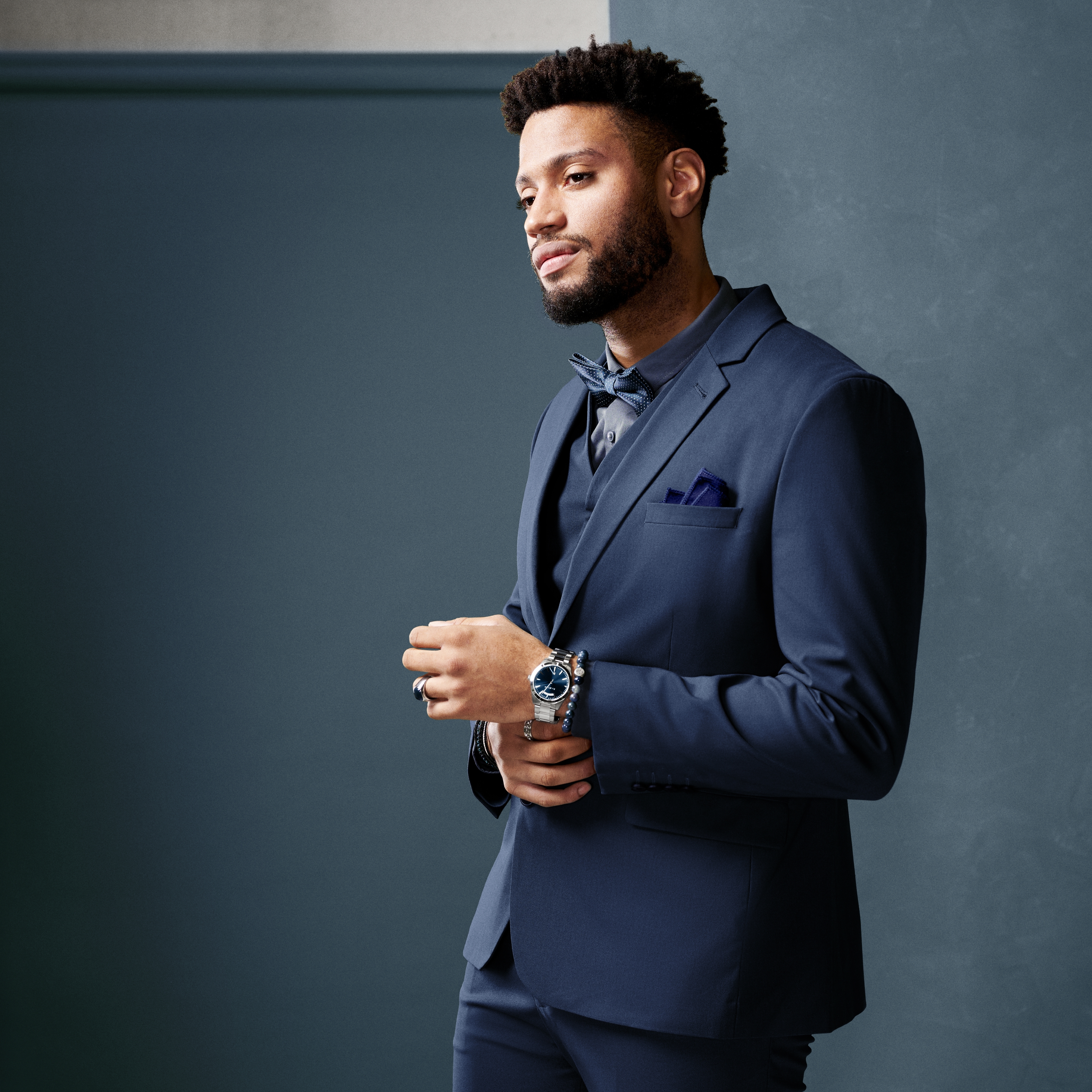 Eric | Hodinky z nehrdzavejúcej ocele v modrej a striebornej farbe s dňom a dátumom - 4