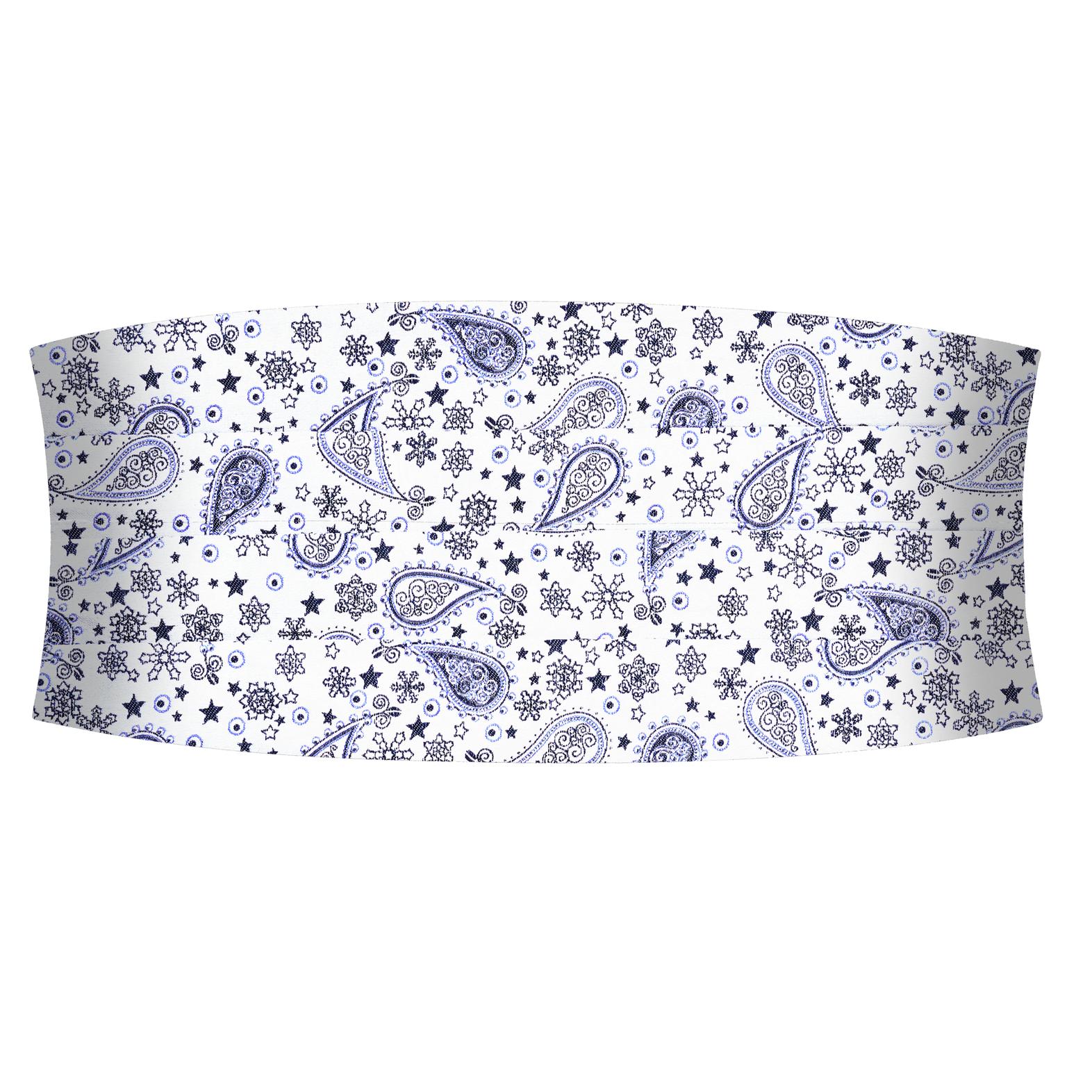 Λευκό & Μπλε Paisley Μεταξωτό Ζωνάρι Λευκό & Μπλε Paisley Μεταξωτό Ζωνάρι