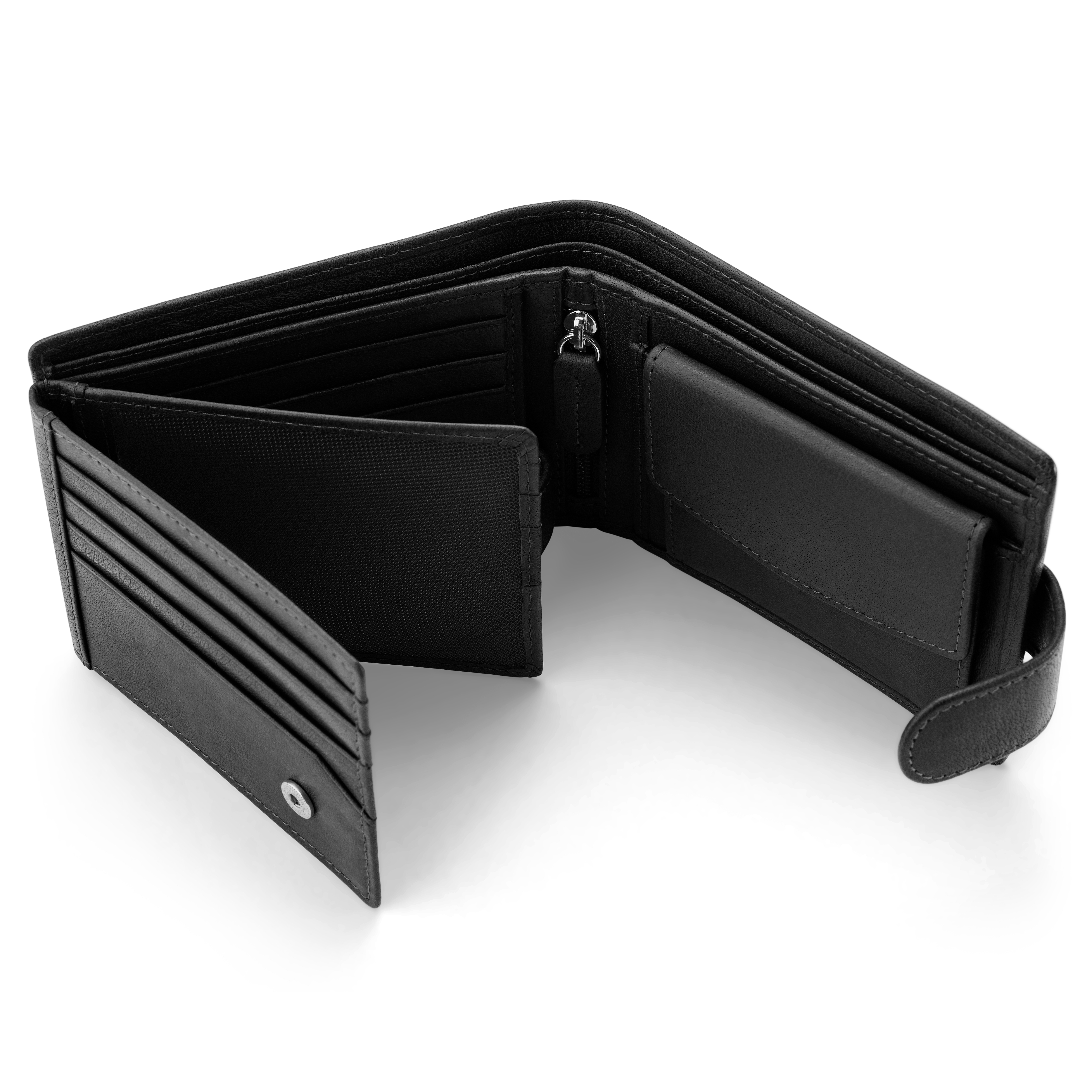 Črna RFID-blokirna denarnica iz bivoljega usnja - 2