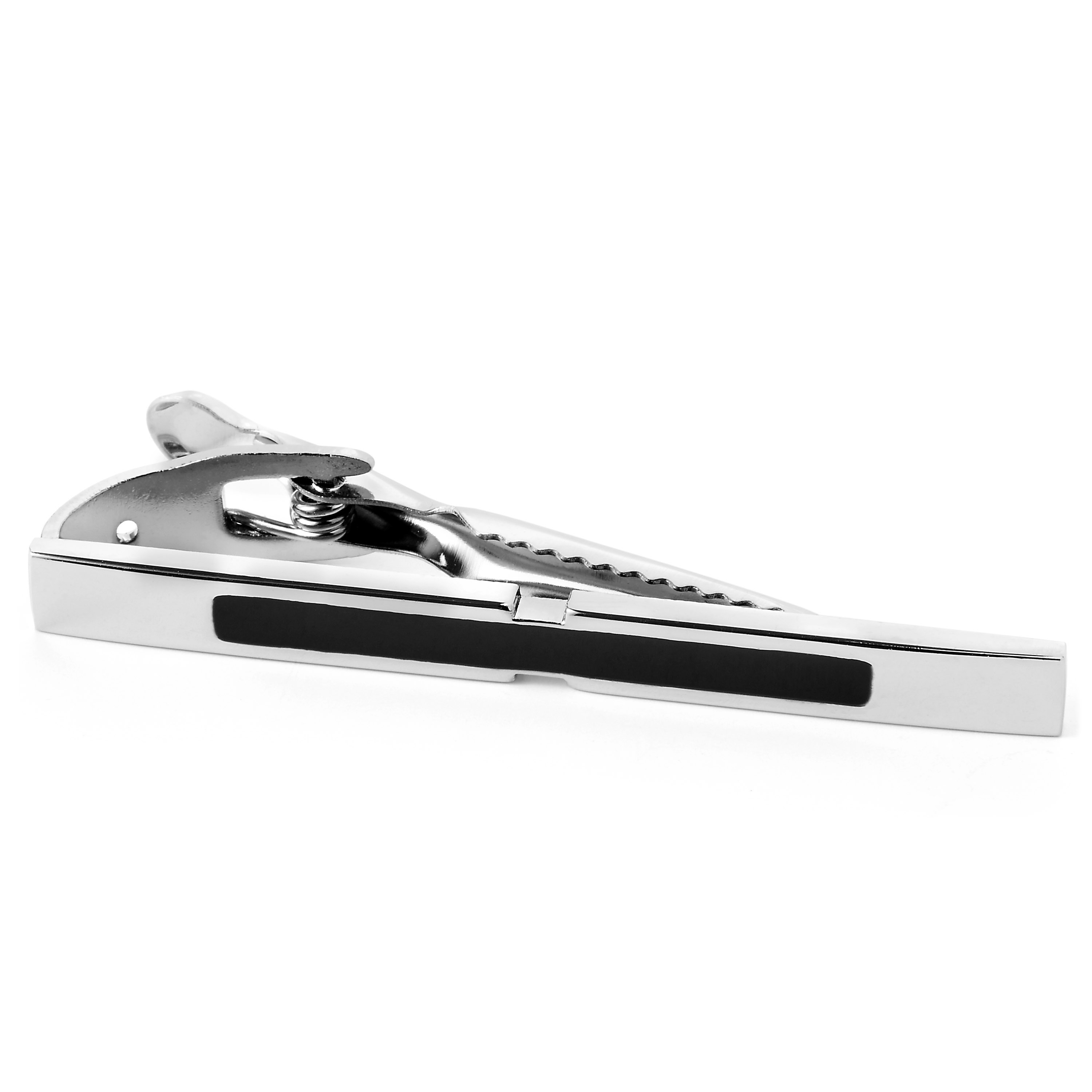 Silver-Tone Lining Tie Clip - 3