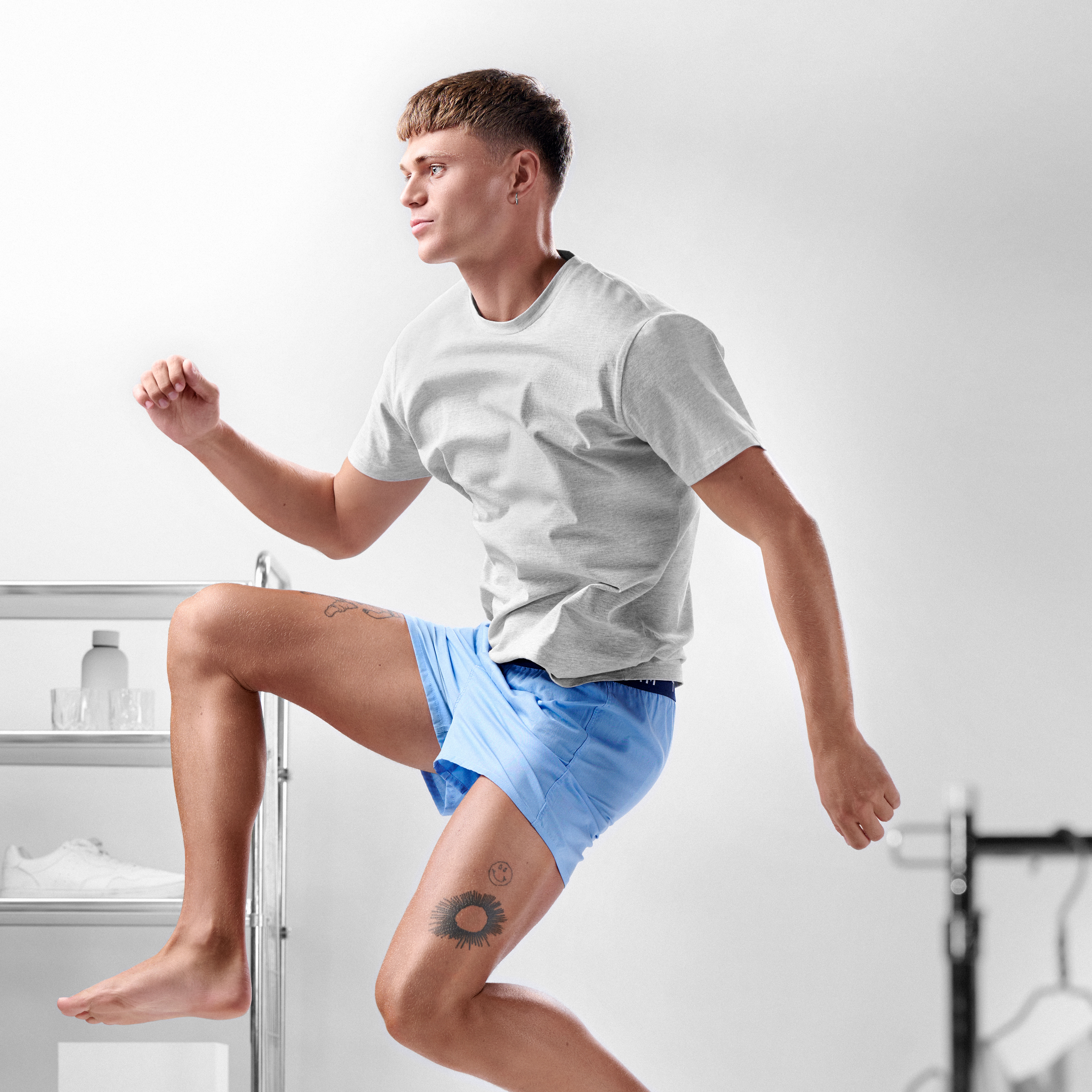 M - AirFeel | 10-pack Svarta & Himmelsblåa Lössittande Boxers i Bomull - 4