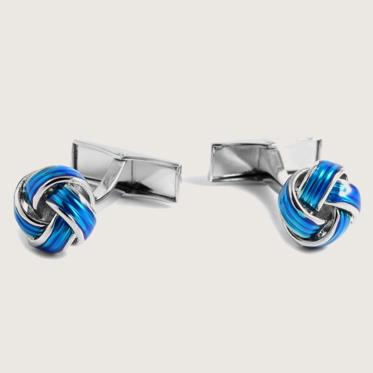 Boutons De Manchette Vintage Argentés Avec émail Bleu - écusson, En écrin LINDOR, Parfait état