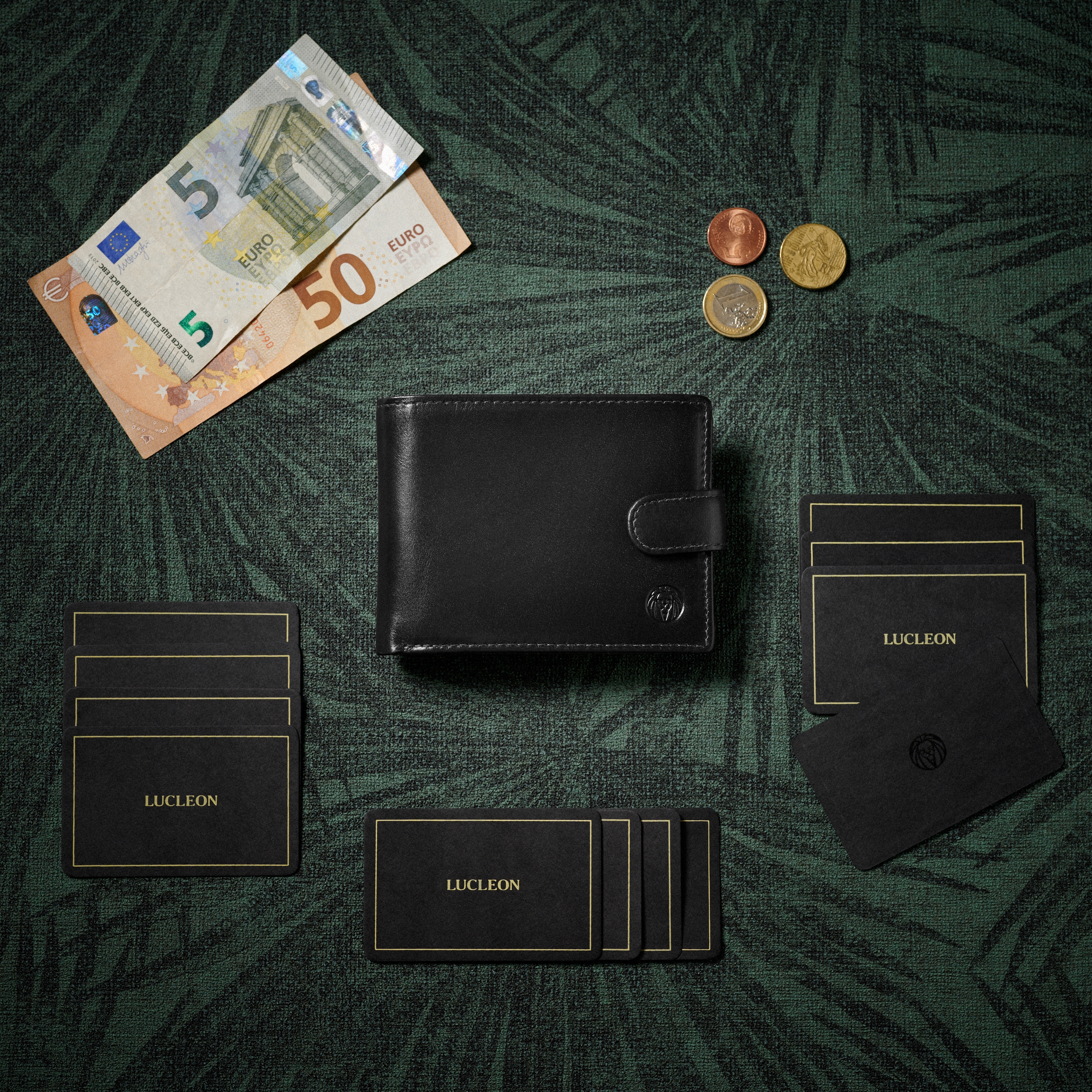 Črna ergonomska Jasper usnjena denarnica - 5