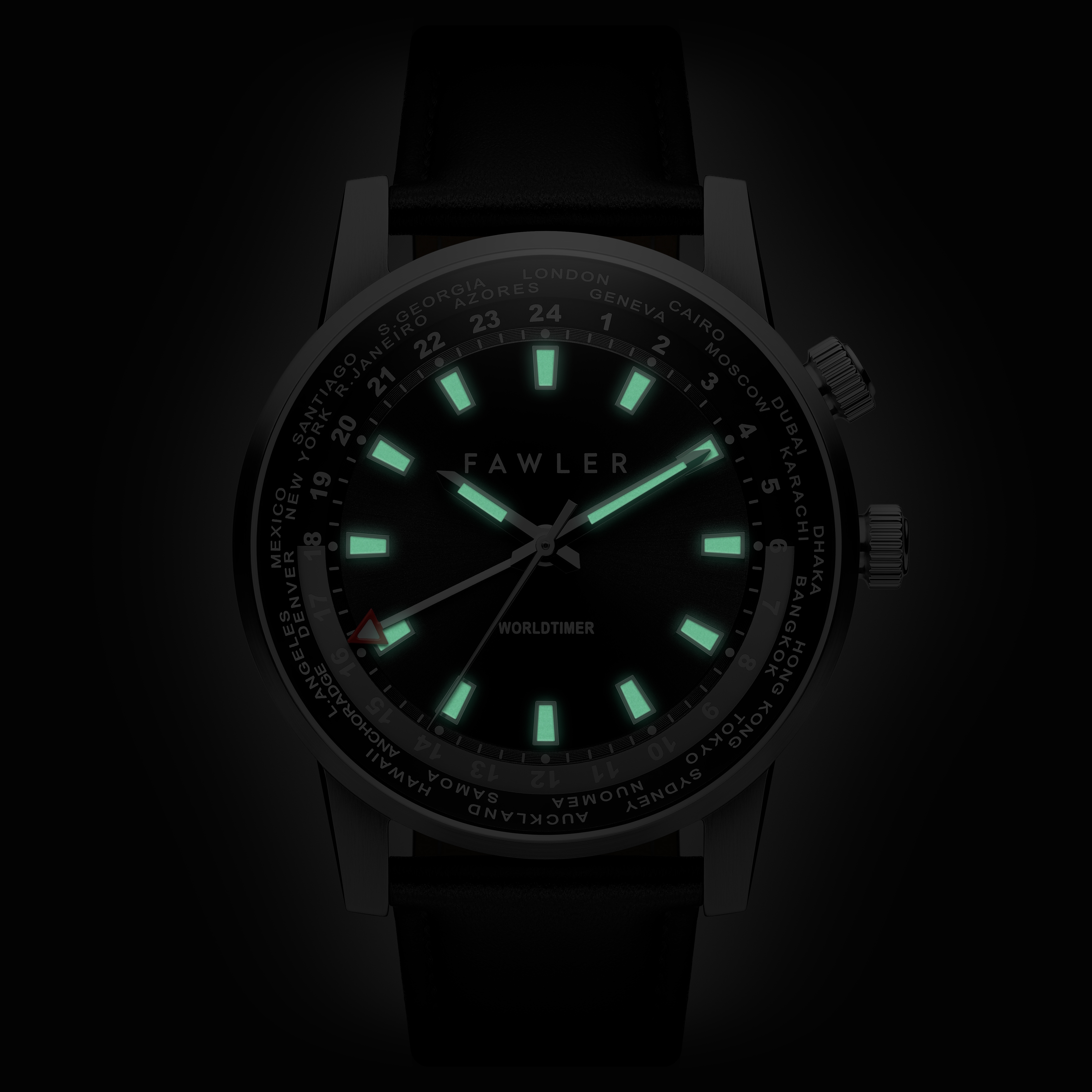 Gentium | Black Stainless Steel World-time GMT Watch - 2