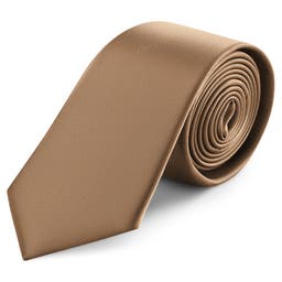 Corbata de satén marrón canela de 8 cm