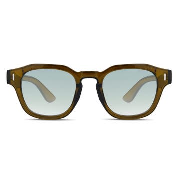 Brown Gradient Geometric Horn Rimmed Sunglasses Brown Gradient Geometric Horn Rimmed Sunglasses