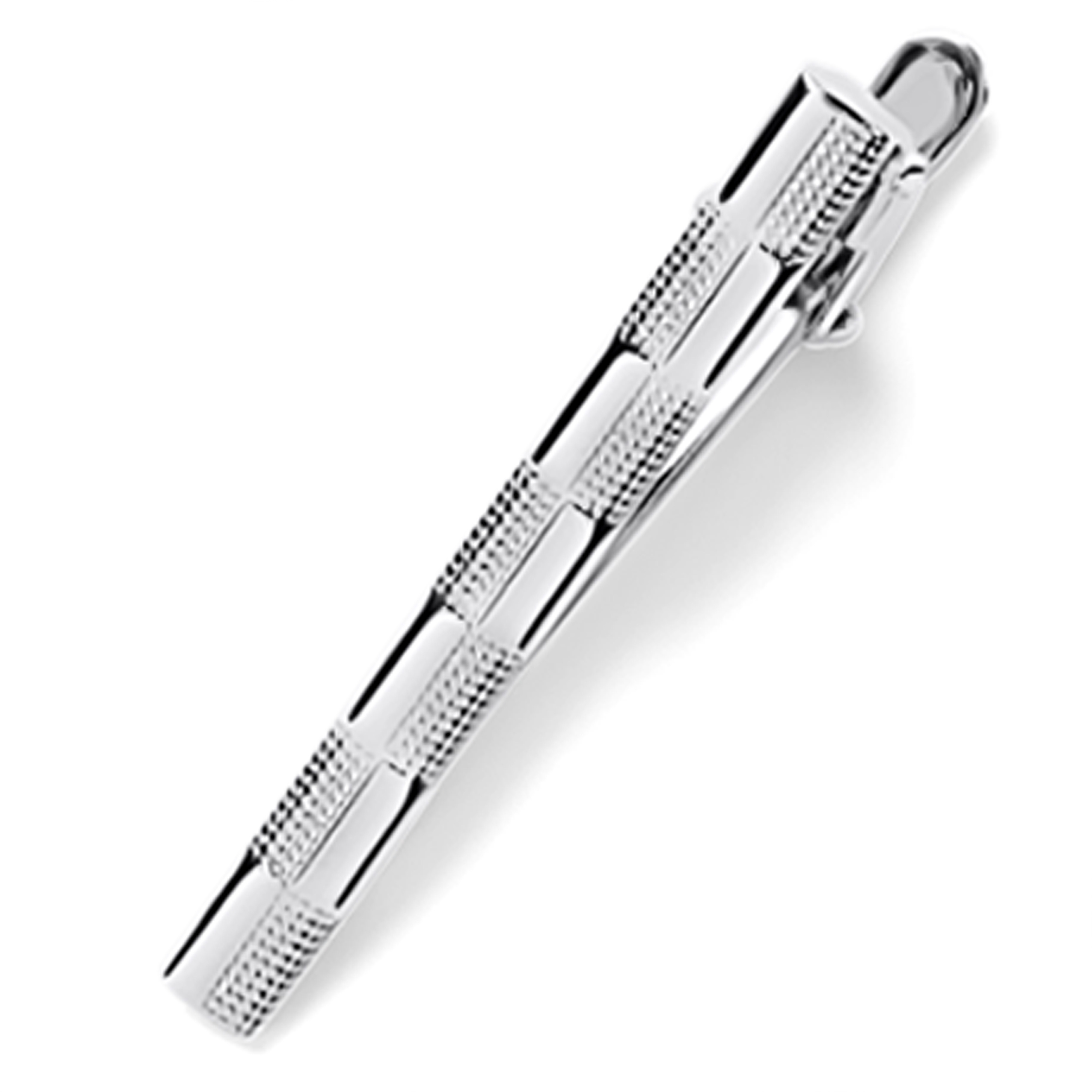 Polished and Brushed Silver-Tone Tie Clip - 1