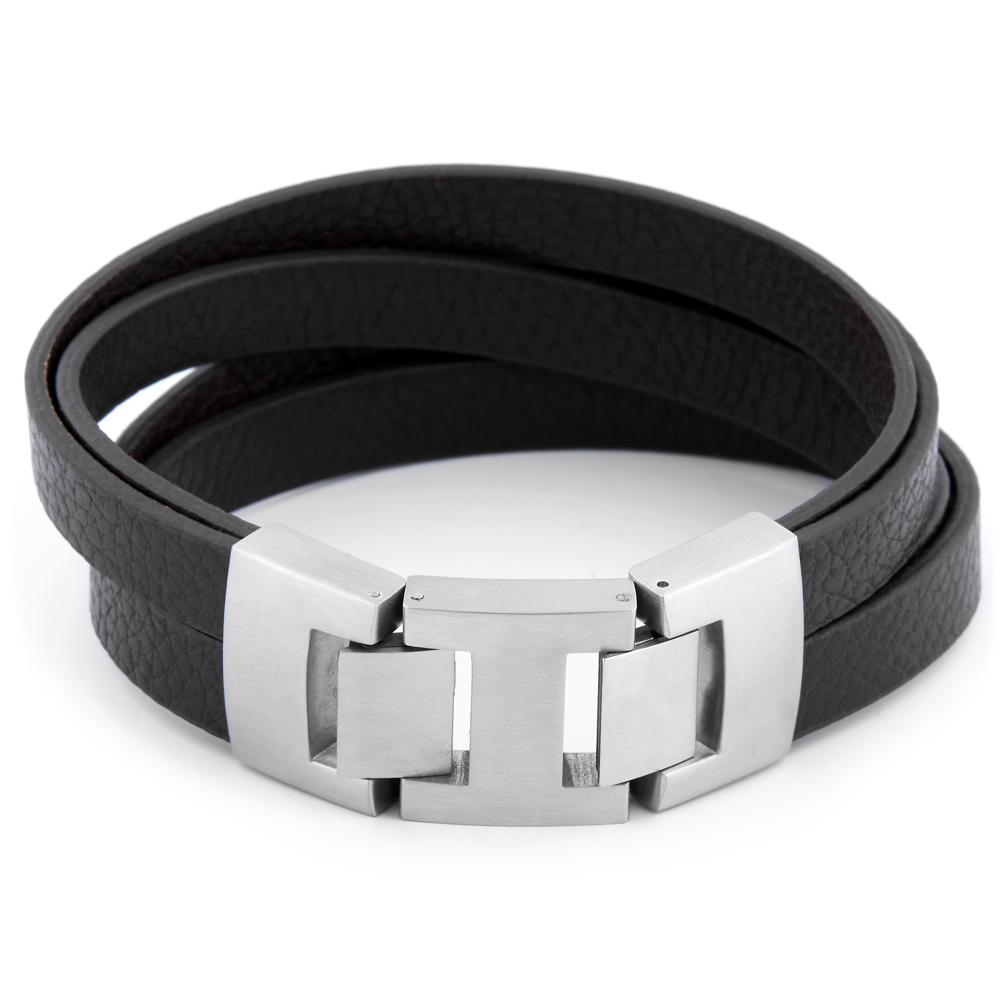 Pulsera de cuero negra Urban Revival - 1