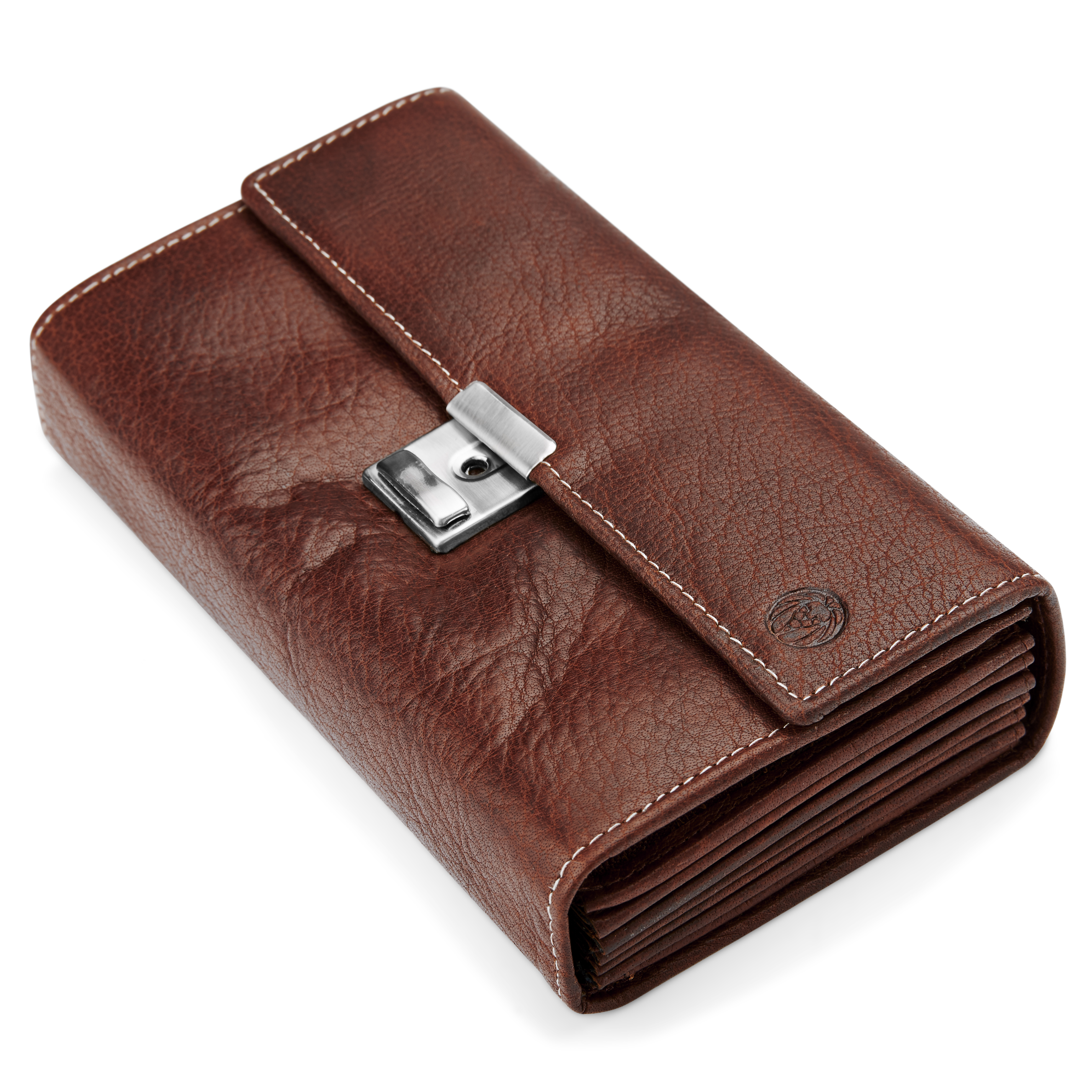 Cartera acordeón clásica de cuero marrón Montreal  - 8