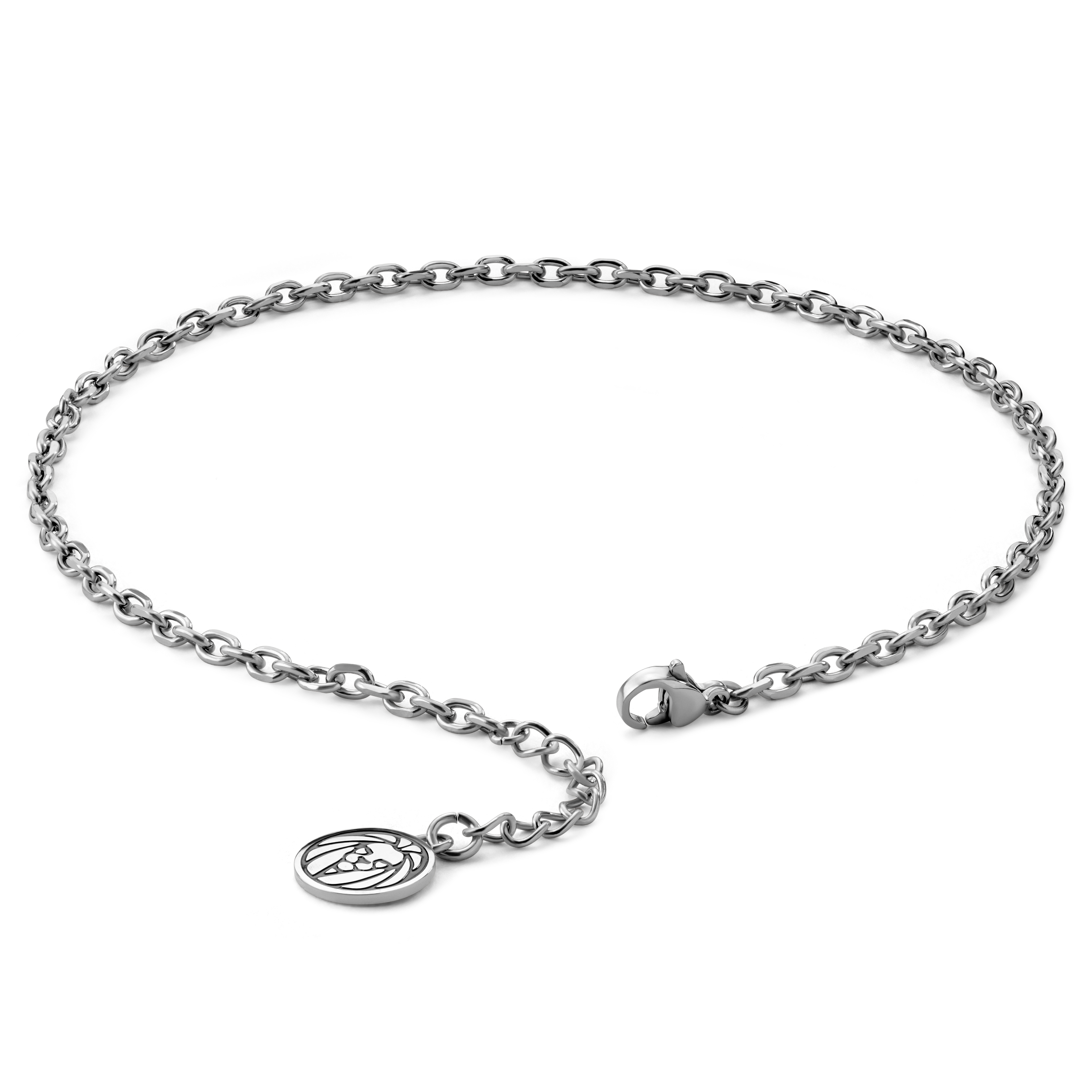 Silver-Tone Stainless Steel Anchor Chain Men's Anklet - 2