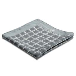 Grey & White Squared Pattern Silk Pocket Square
