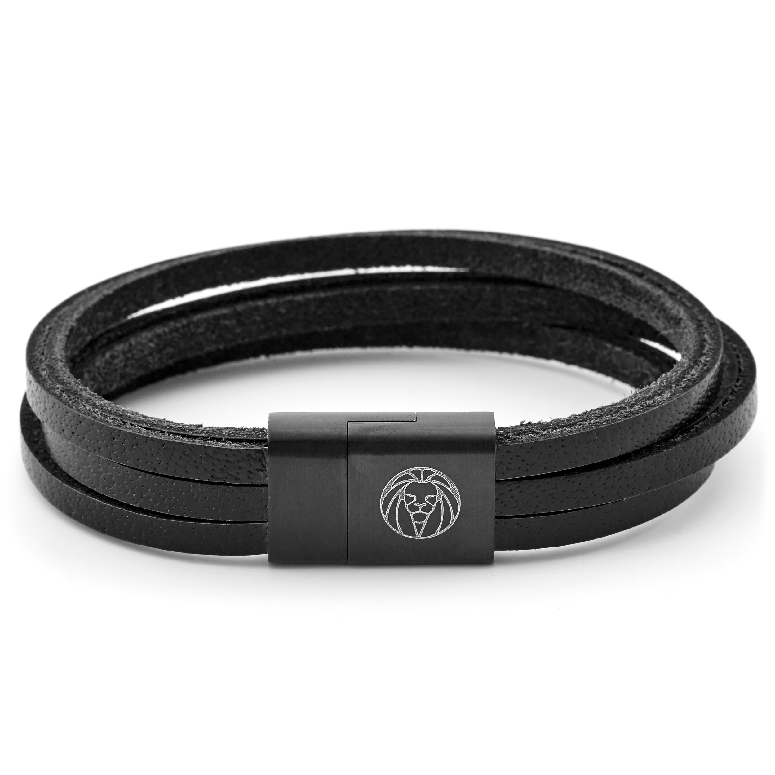 Pulsera de seis tiras negro sobre negro - 1