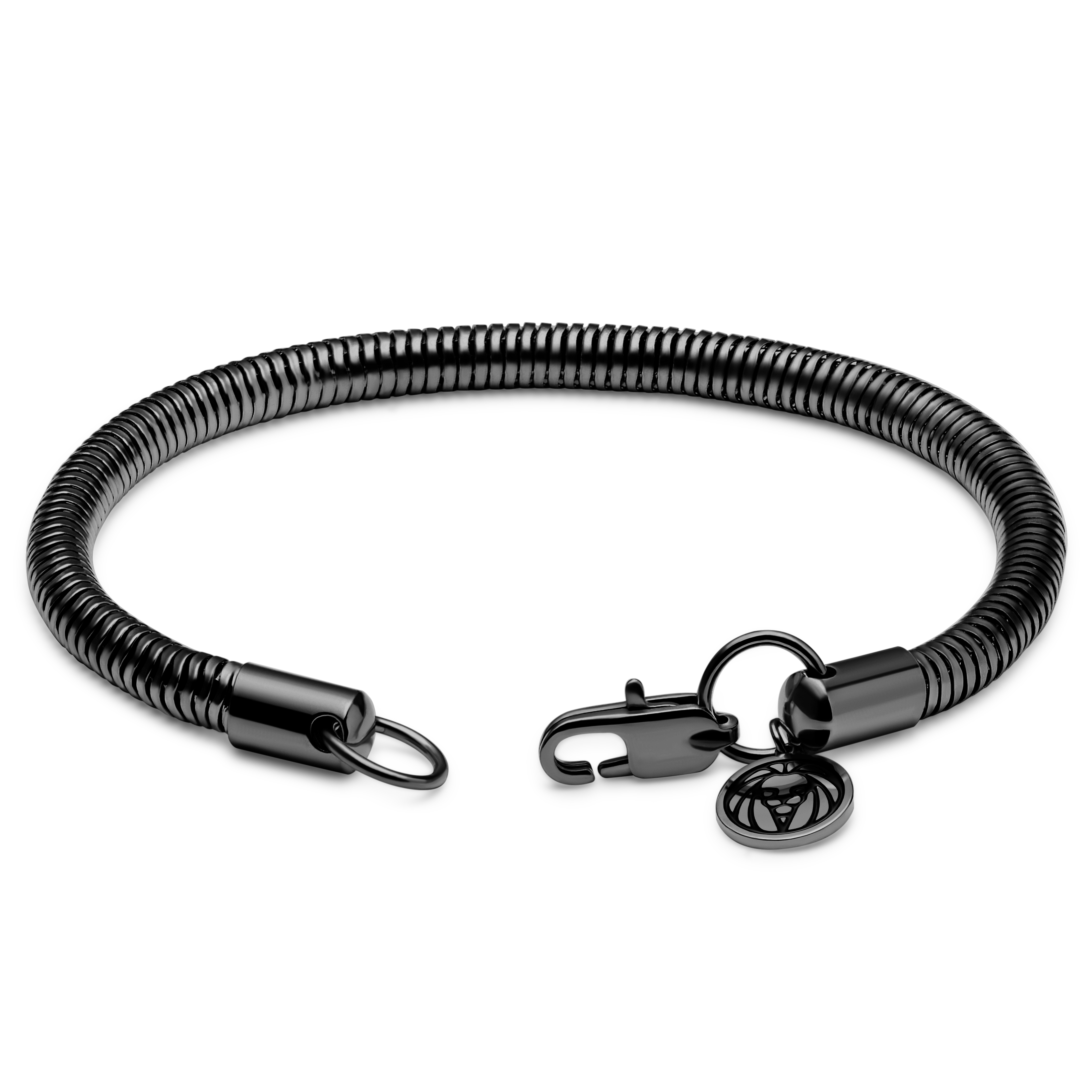 Essentials| 5 mm Metallsort Slangemønstret kjedearmbånd - 3