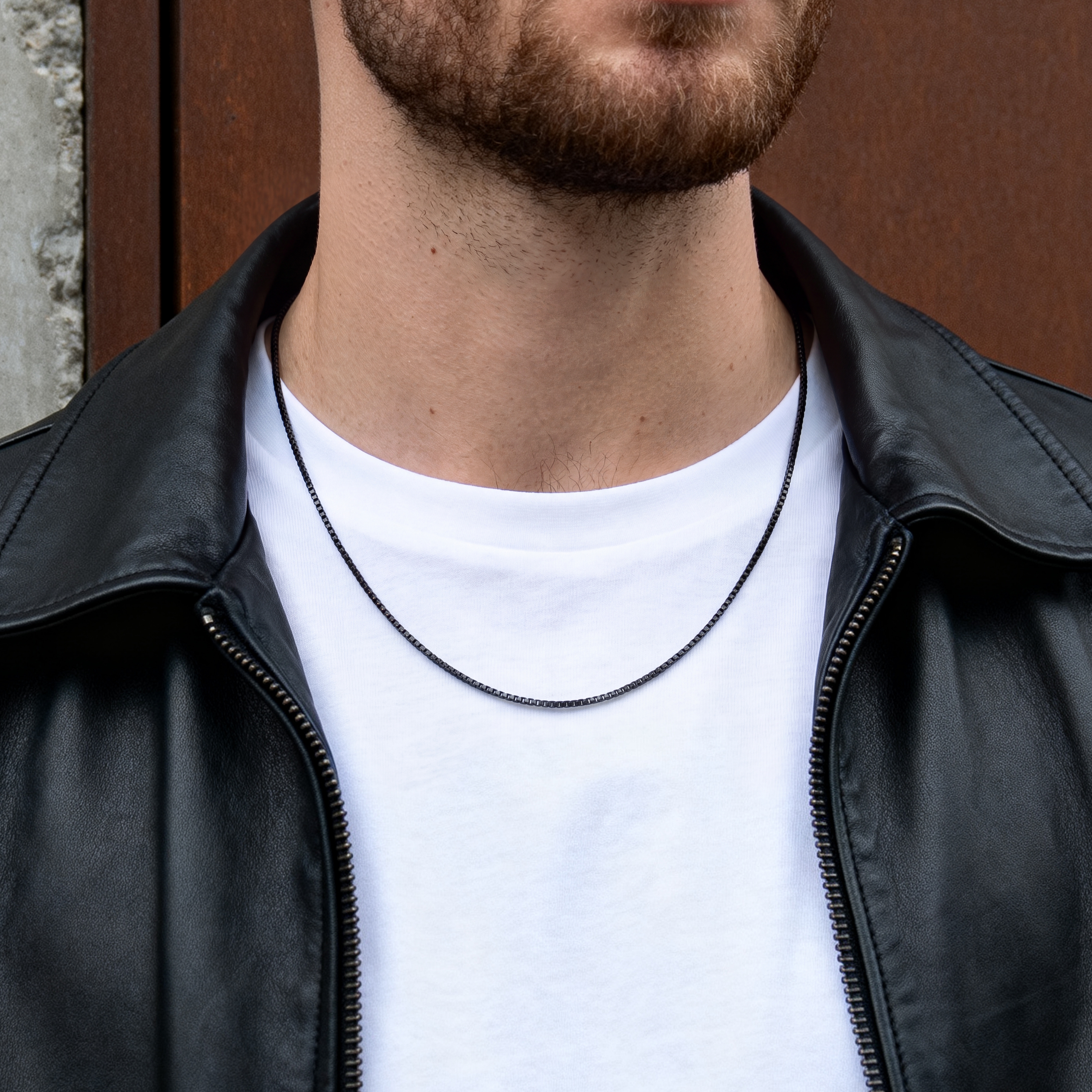 Essentials | 1 mm Gunmetal Zwarte Ketting met Vierkante Venetiaanse Schakels - 3