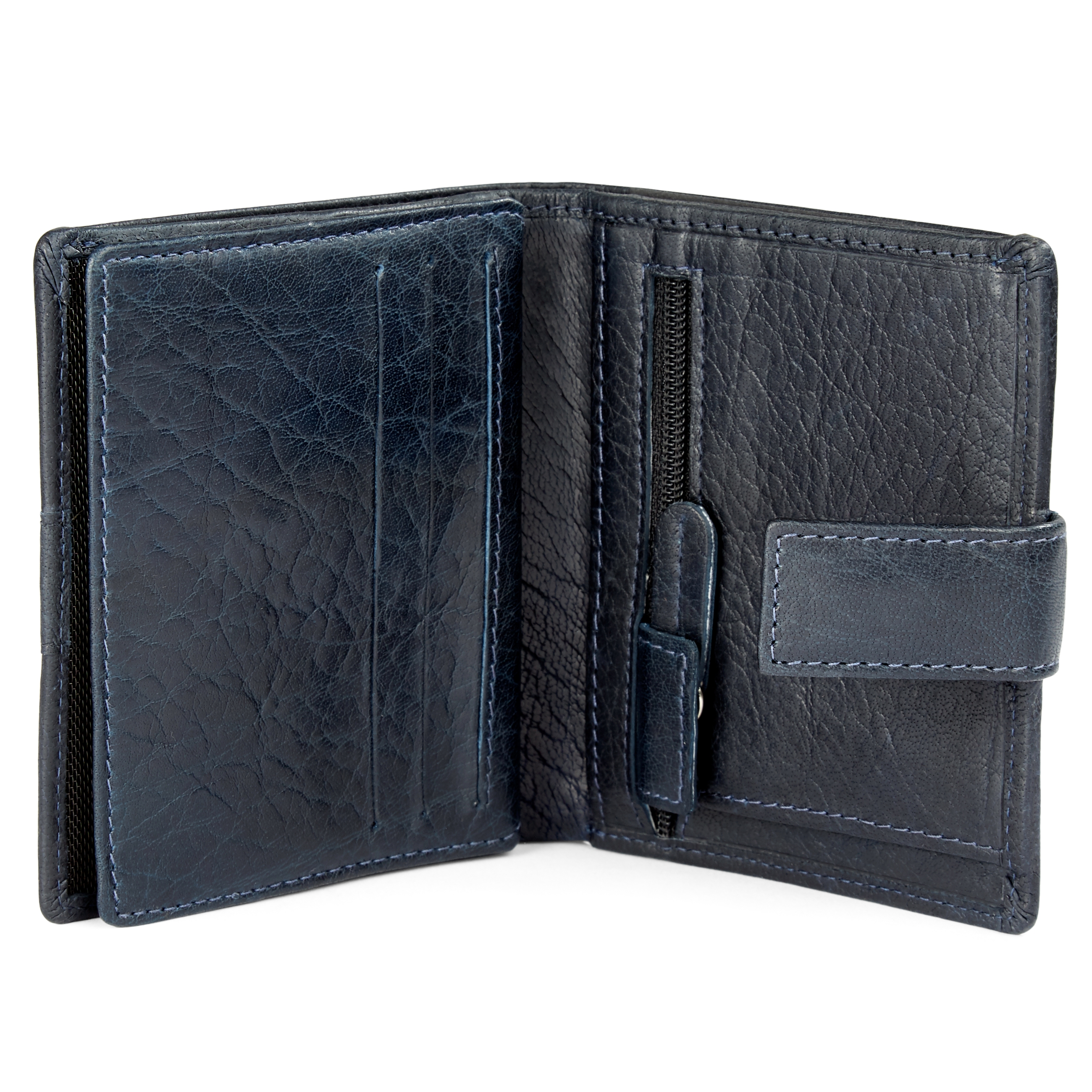 Montreal Vertical Navy Blue RFID Leather Wallet - 5