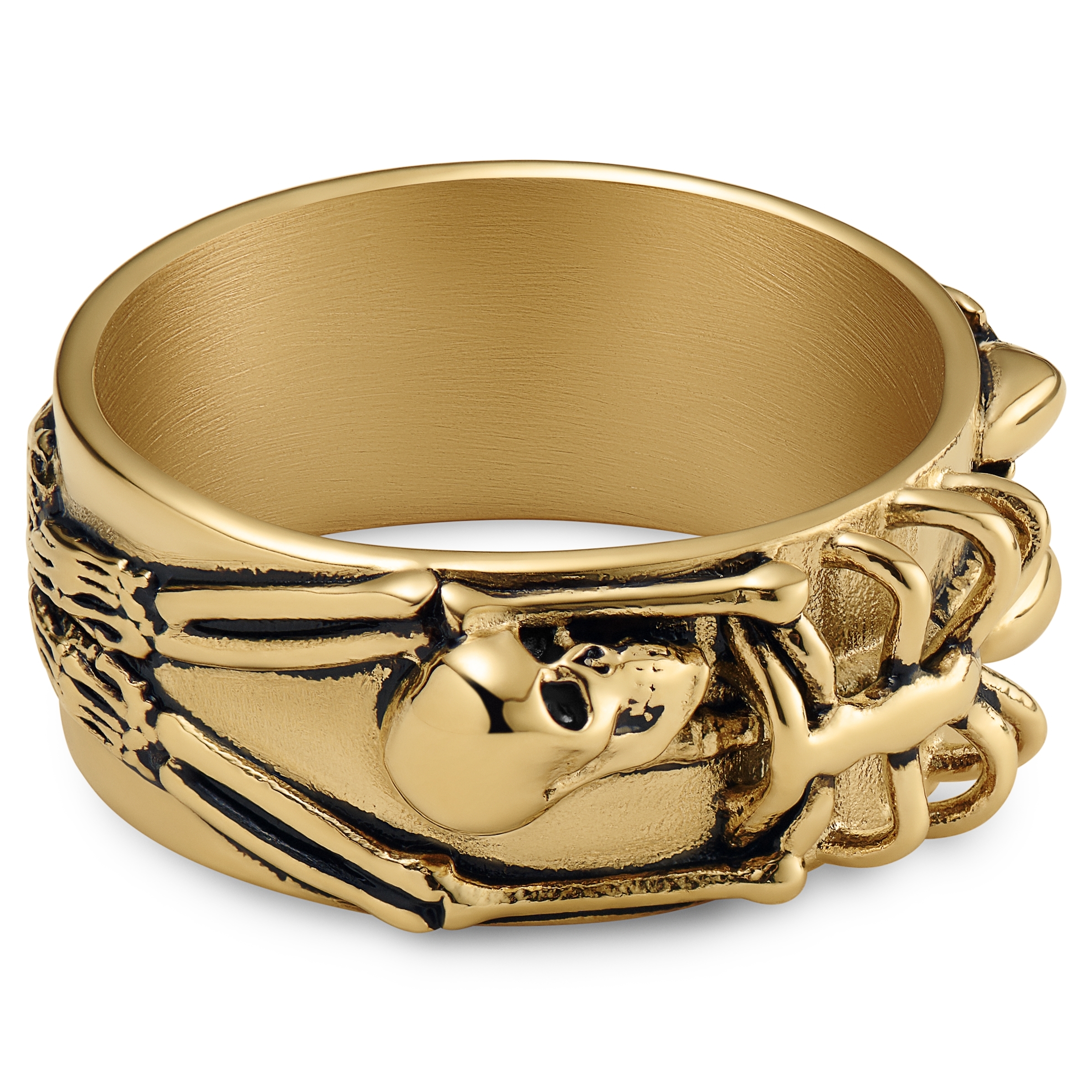 Aspero | 10 mm Gold-tone Stainless Steel Skeleton Ring - 2