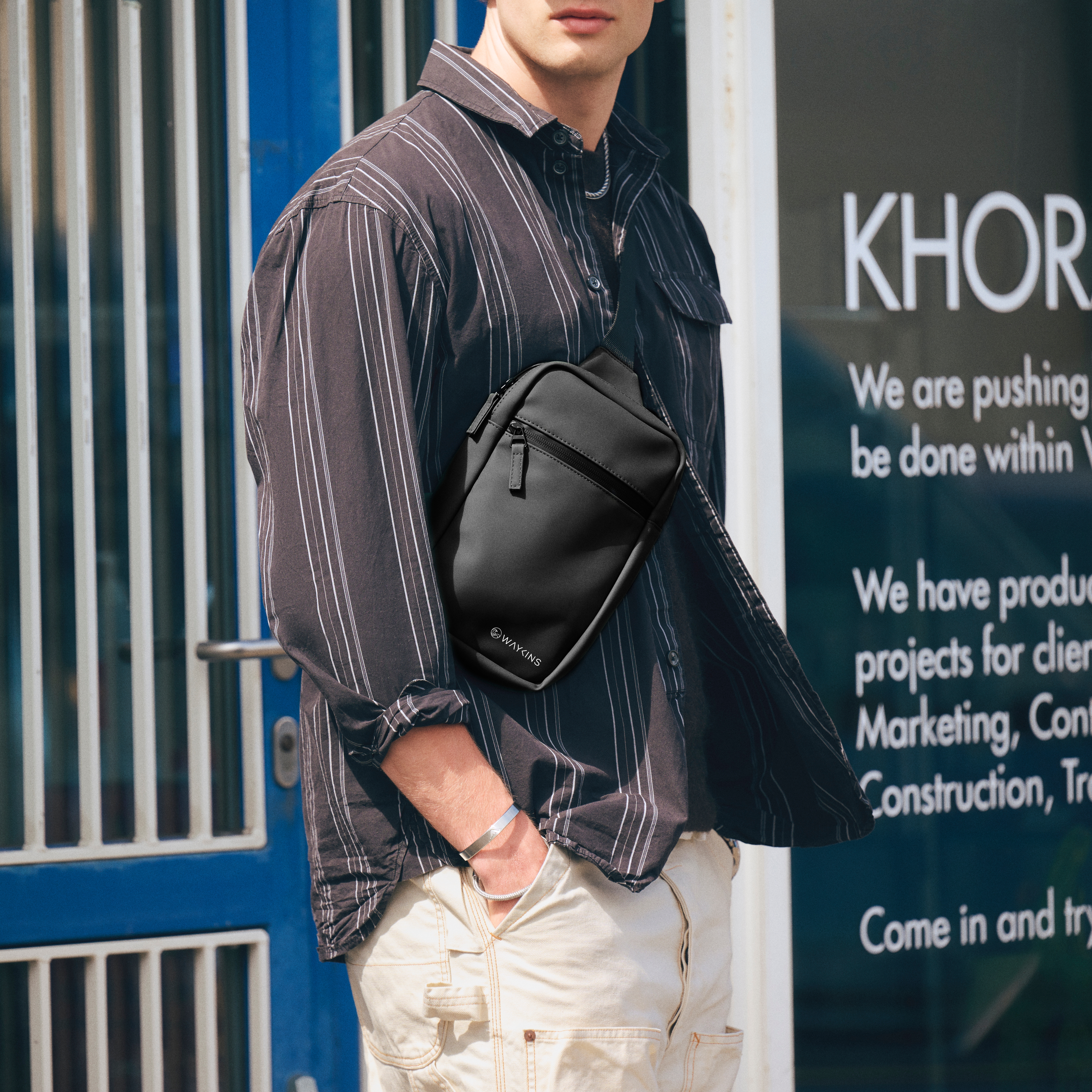 Horizon | Sac à bandoulière en PU noir résistant à l'eau - 2