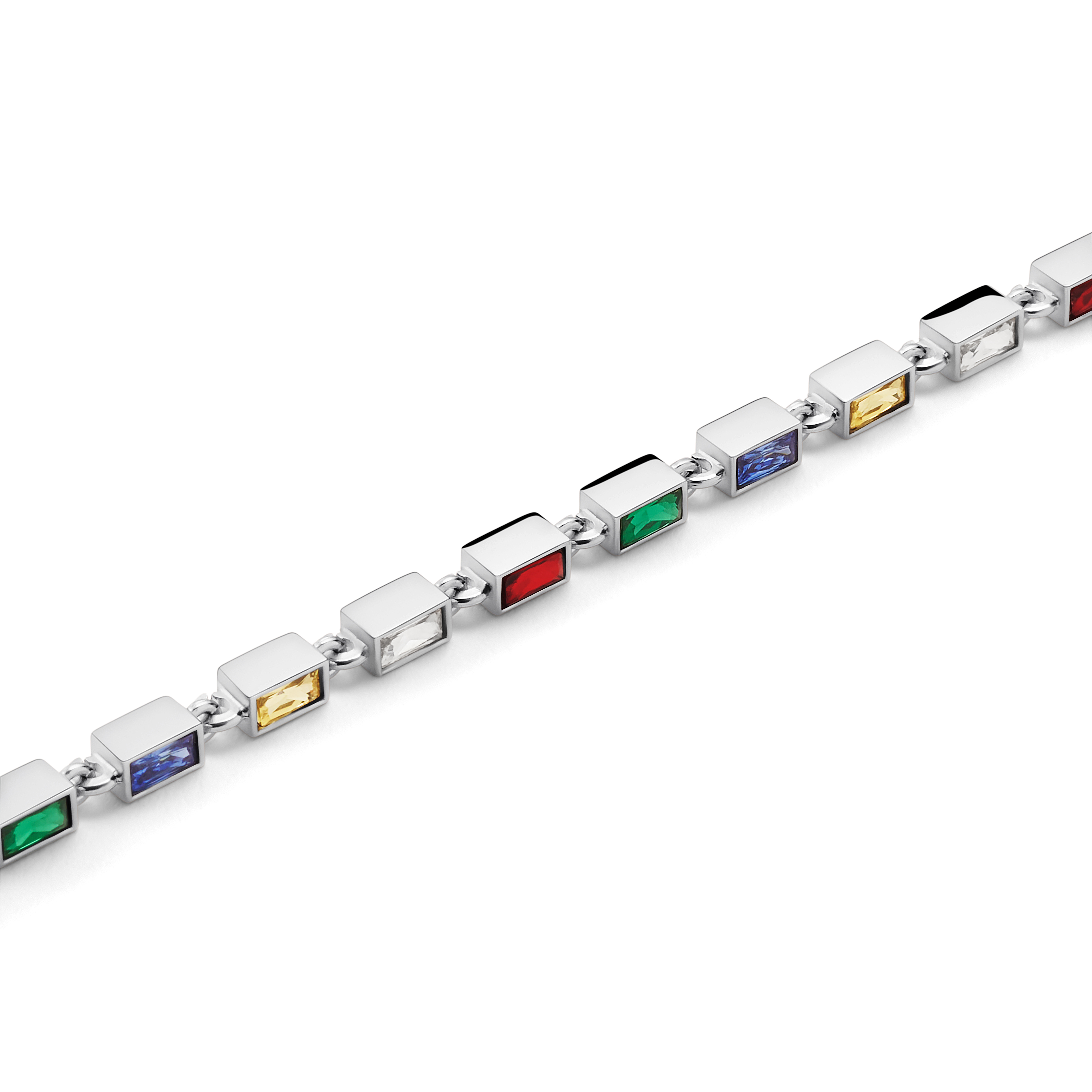 Facet | Silvertonat armband med flerfärgade kristallglasstenar - 3