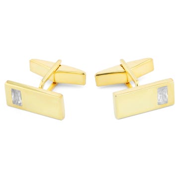 Gold 925s Rectangular Zirconia Cufflinks