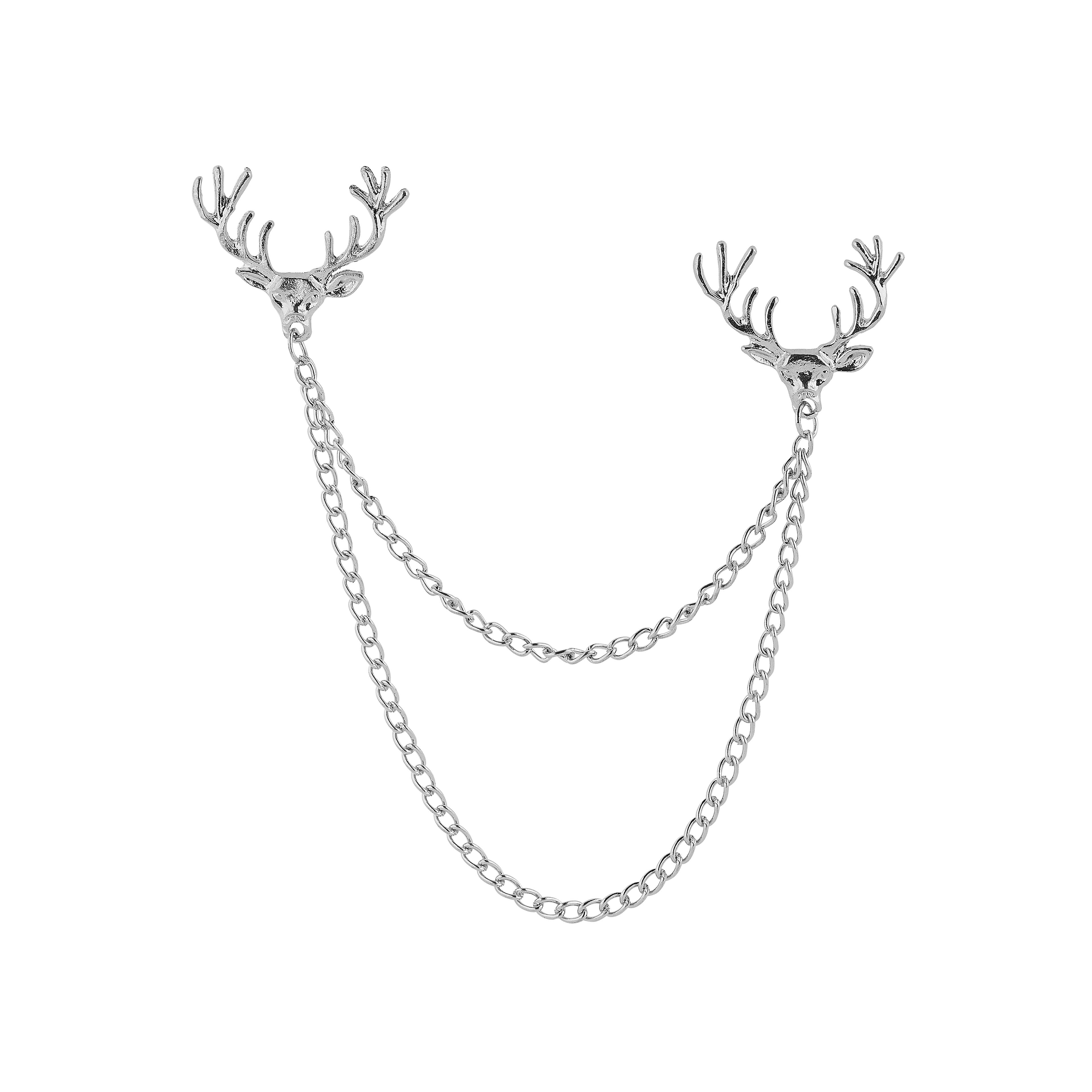 Silver-Tone Deer Head Collar Chain