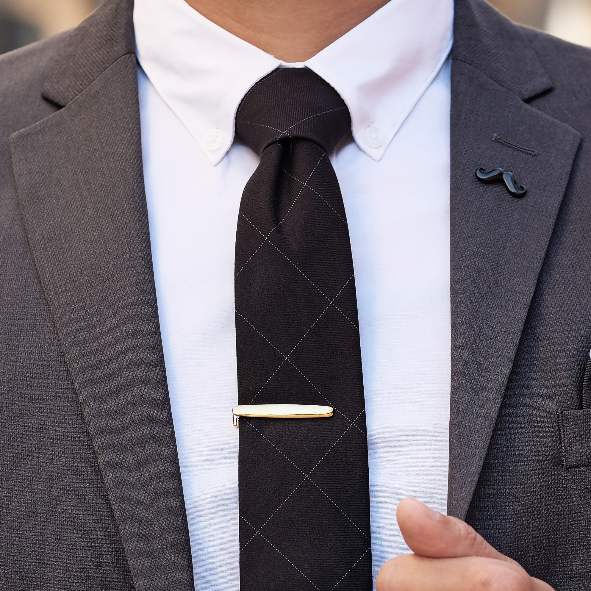 Čierna károvaná kravata - 3