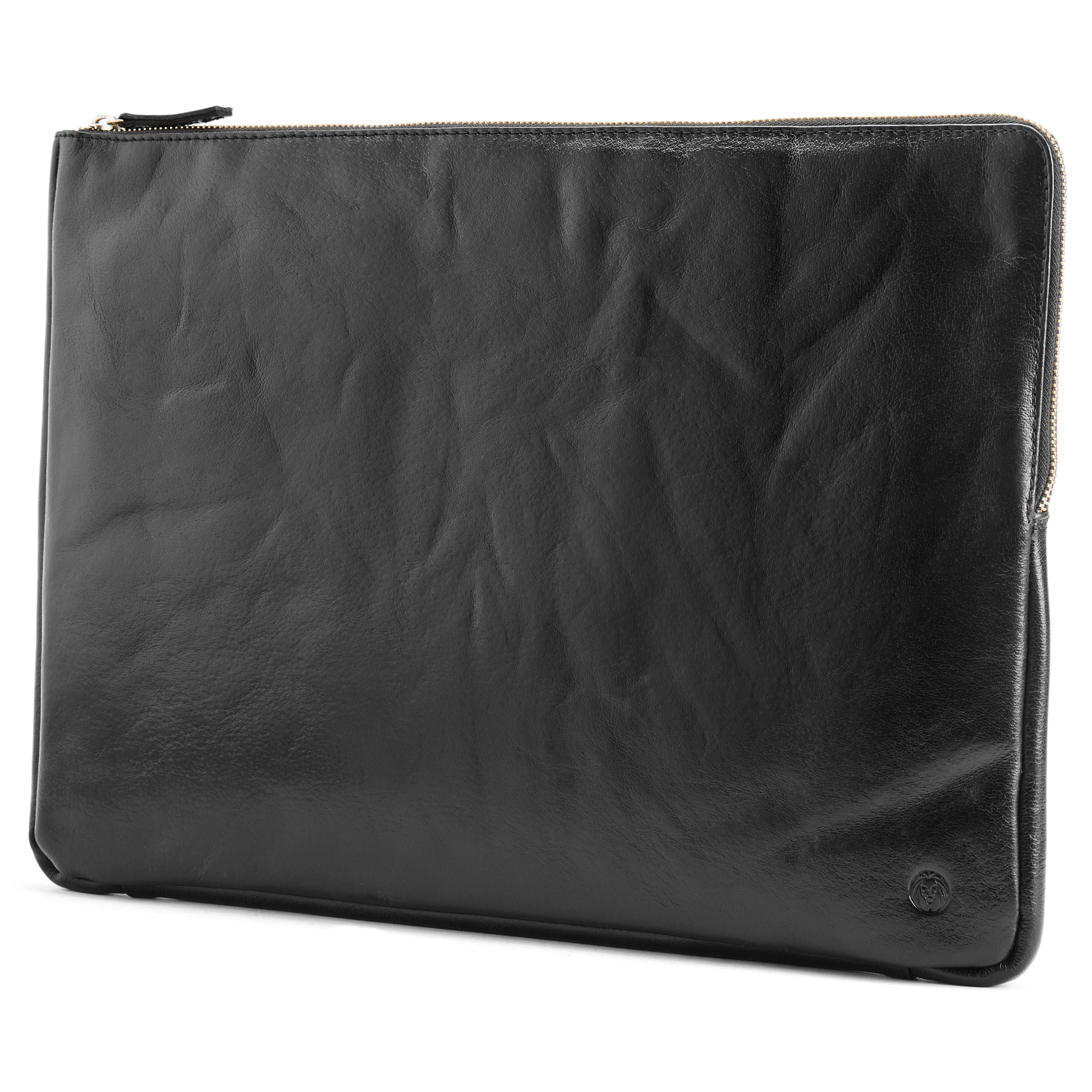 California | Black Leather Laptop Sleeve