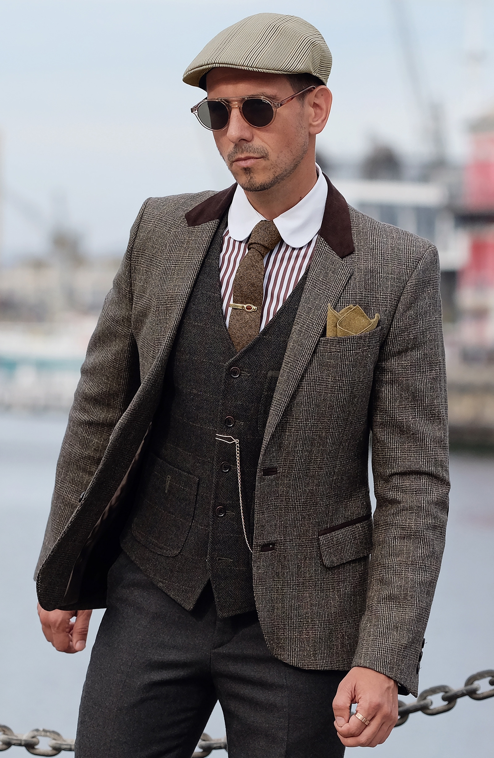 Manchetknapper i 925s Sølv med Tigerøje - 5