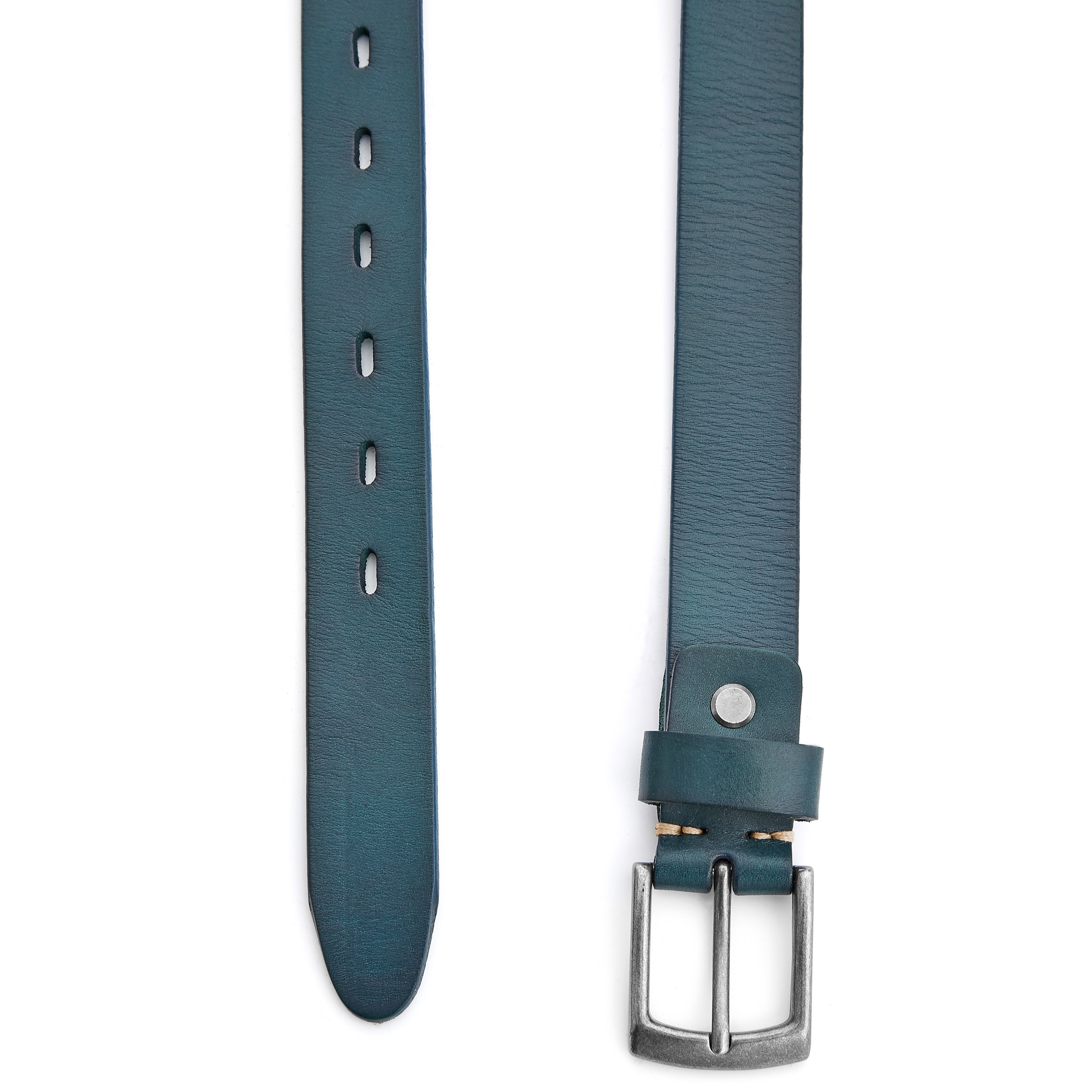 Smalt Djupblått Rawhide Läderbälte - 2