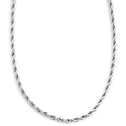 6 mm Silver-Tone Stainless Steel Rope Chain Necklace