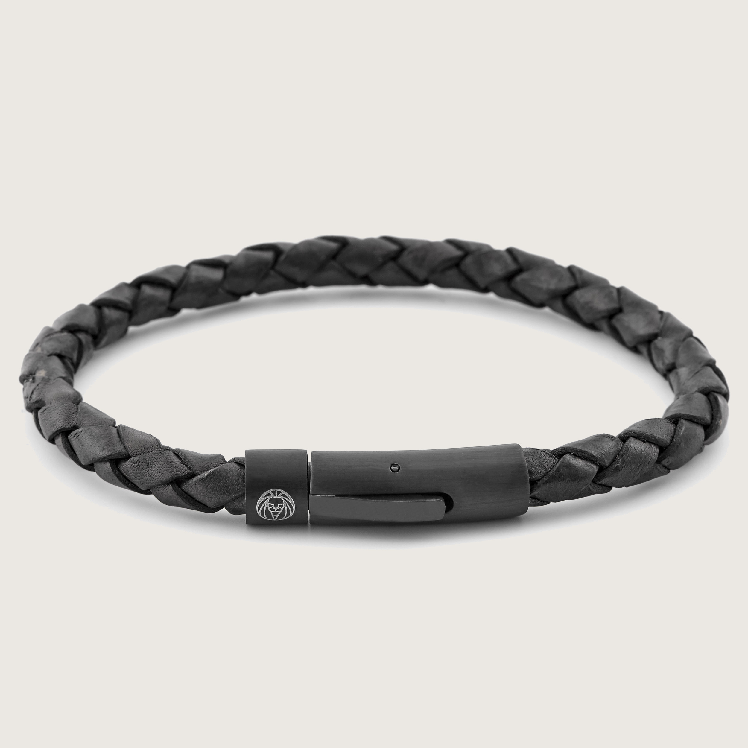 ブレスレット [LANARCH][2180] Black Leather Cross Bracelet Braided Black Stainless Steel Cross Bracelet | In stock
