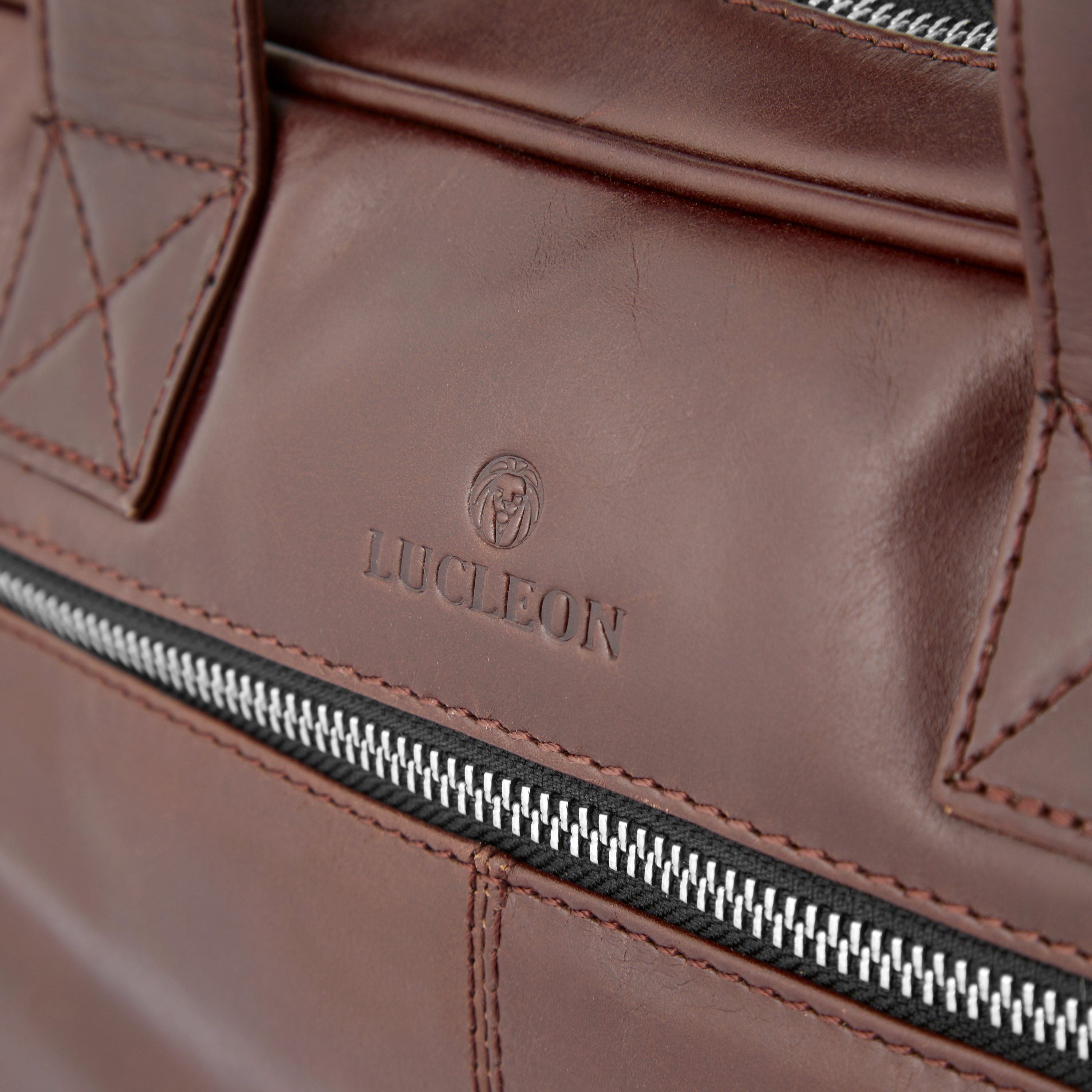 Sac pour ordinateur slim zippé en cuir marron Jasper  - 7